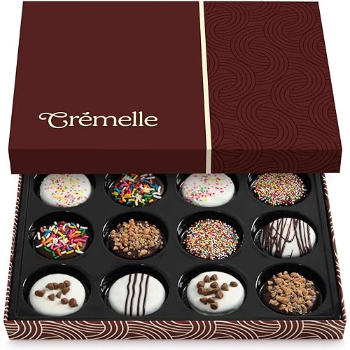 Cremelle Caja de regalo de galletas gourmet, 12 piezas de galletas de regalo de alimentos, caja de regalo ideal para amigos, colegas y seres