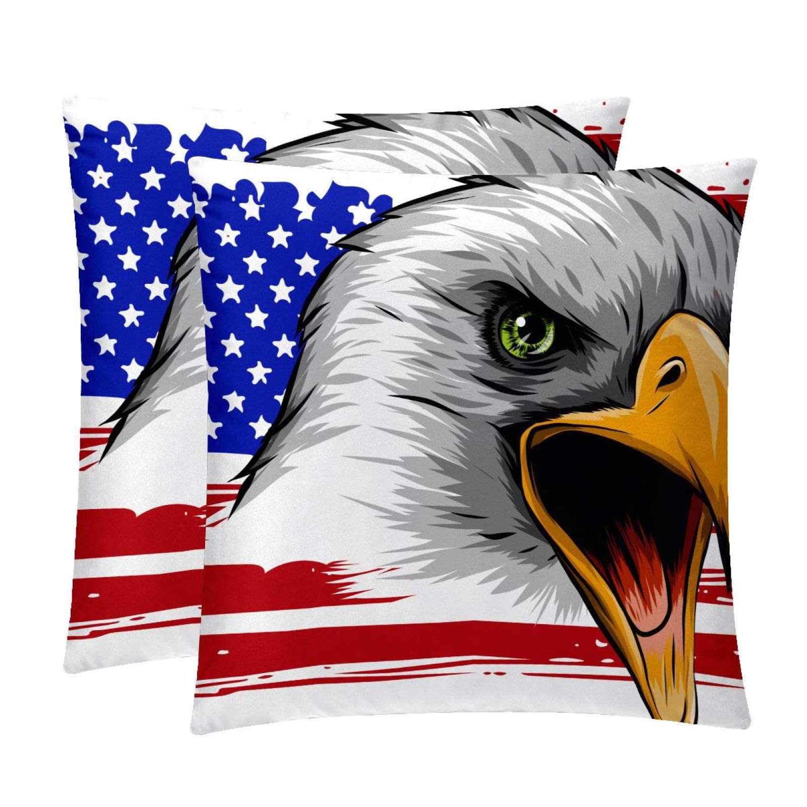 TDGKPZ American Flag Throw Pillow Covers 2 Pack Pillowcases Soft Cozy Pillow Cases For Couch Bed Sofa 40x40cm