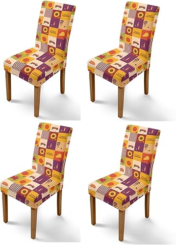 Miniatura 93 de Rnyleeg Fall Autumn Seat Covers for Dining Chairs Set of 4 Sunflower Themed Stretch Dining Chair Covers Soft Comfy Chair Slipcovers for Cocktail