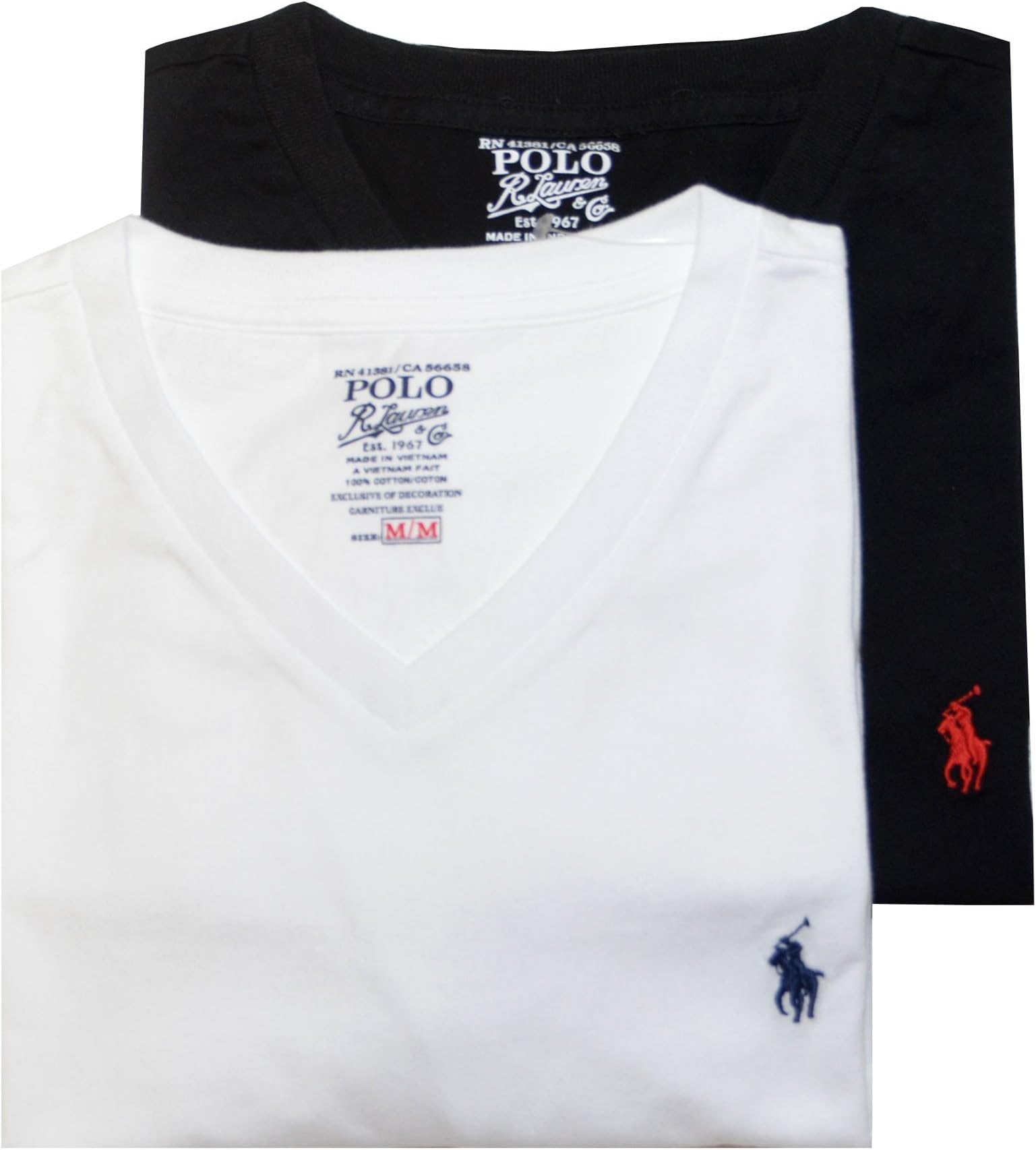 Polo Ralph Lauren Men Assorted 2 Pack V-Neck T-shirt (White/Black)