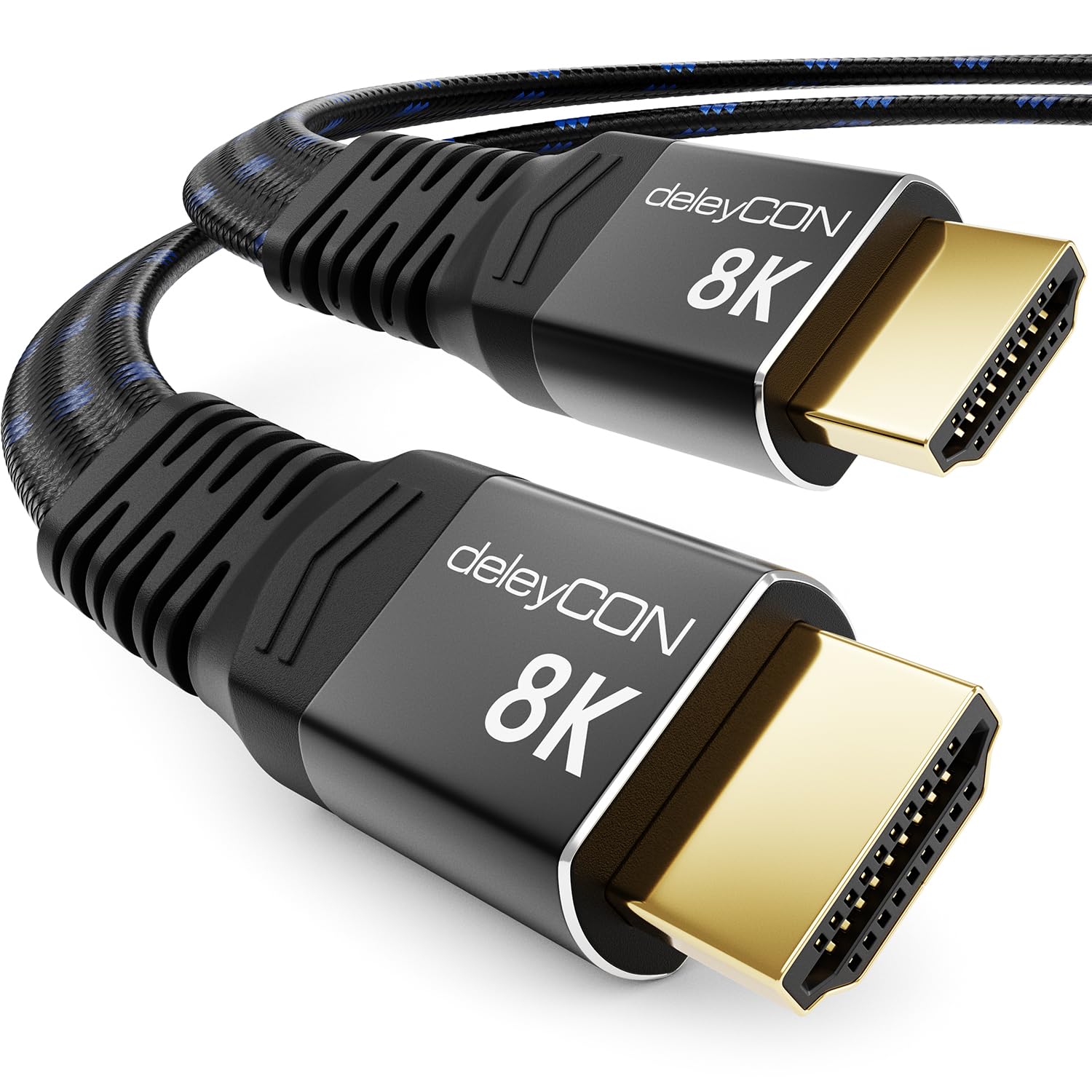deleyCON 3,0m Cavo HDMI 2.1 8K Piatto - per TV, Monitor, PS4, PS5, Xbox, Soundbar Dolby Atmos EARC, HDR10+ VRR - 48Gbps Ultra High Speed Cable - 10K/8K@60Hz, 4K@120Hz/144Hz, 2K@240Hz