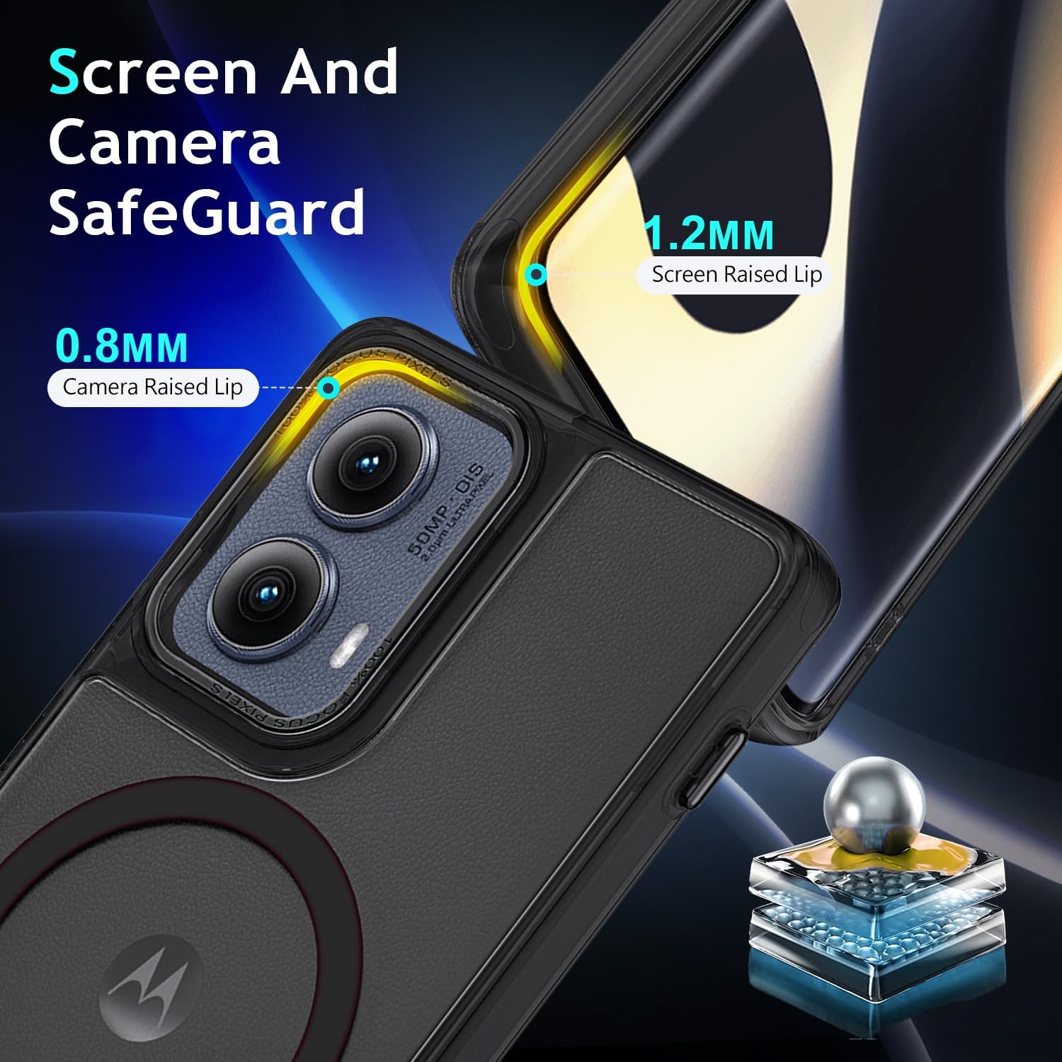 YZB Magnetic for Motorola Edge-2024 Case, Black | Compatible with MagSafe, Translucent Matte Scratch-Resistant Back, Military-Grade Protection Shockproof Slim Phone Cover - Image 6