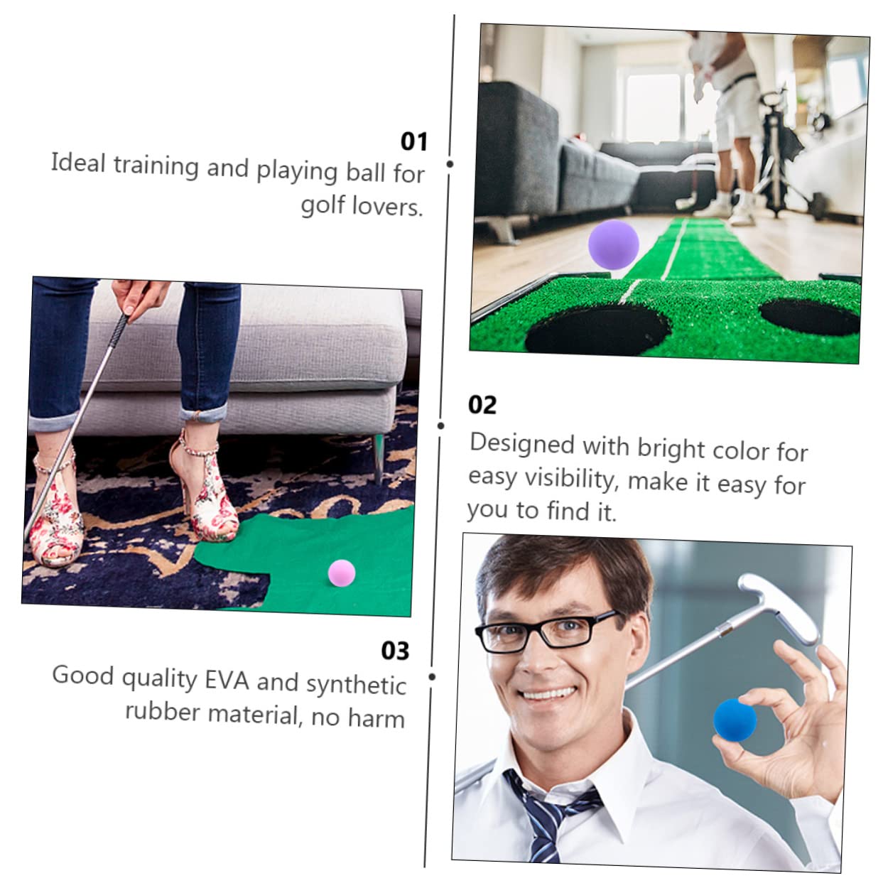 HEMOTON Golf Üben Indoor-Training Indoor-bälle Groß Für Ball Übungsbälle Synthesekautschuk