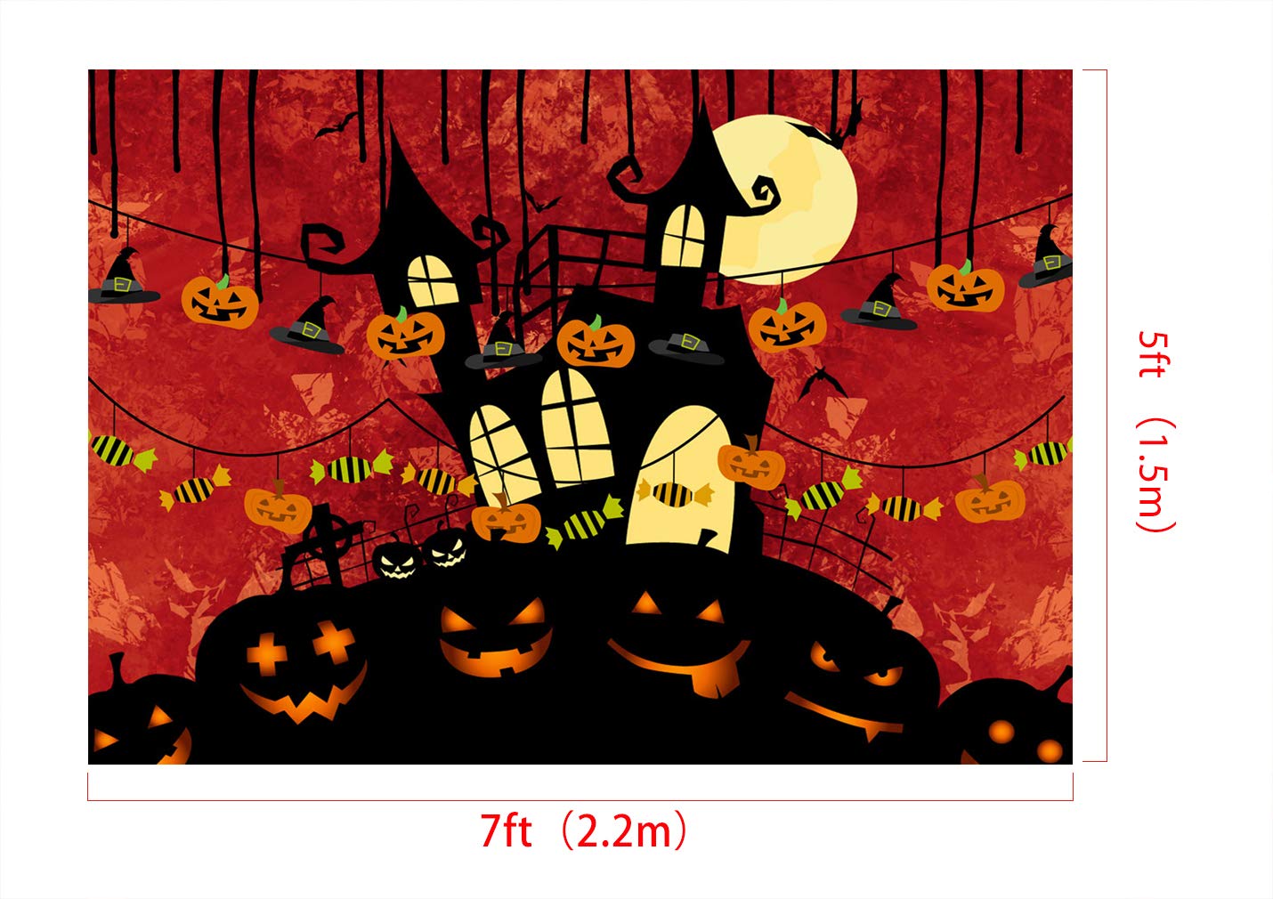 Amazon | Kate 2.2x1.5m ハロウィン 背景布 かぼちゃ キャンデー