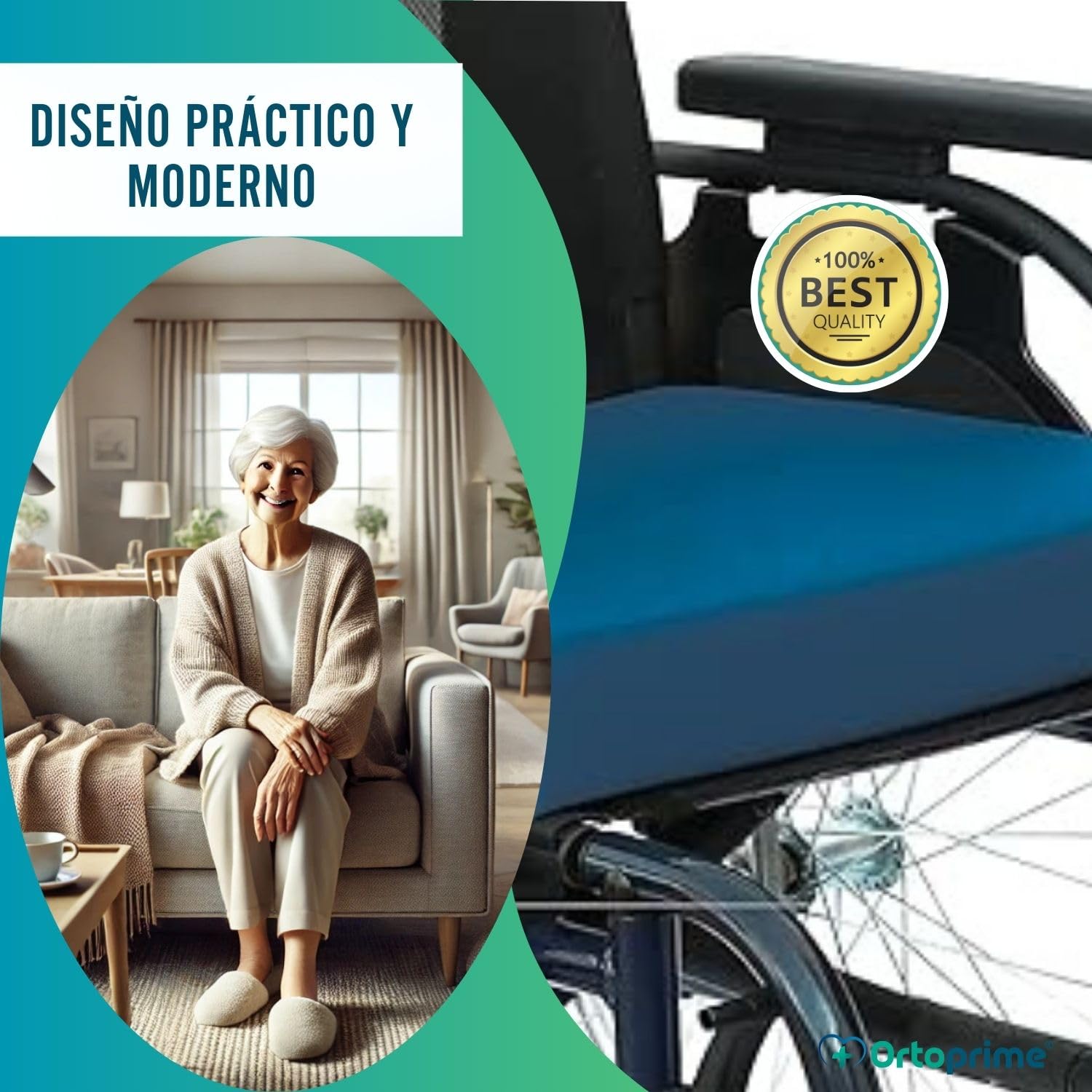 OrtoPrime Poduszka przeciwpoślizgowa Wiscoelastyczna Postural - Poduszka ortopedyczna Coxis Memory Foam - Poduszka terapeutyczna odleżyny - Nadaje się do wózka inwalidzkiego, domu, samochodu i biura