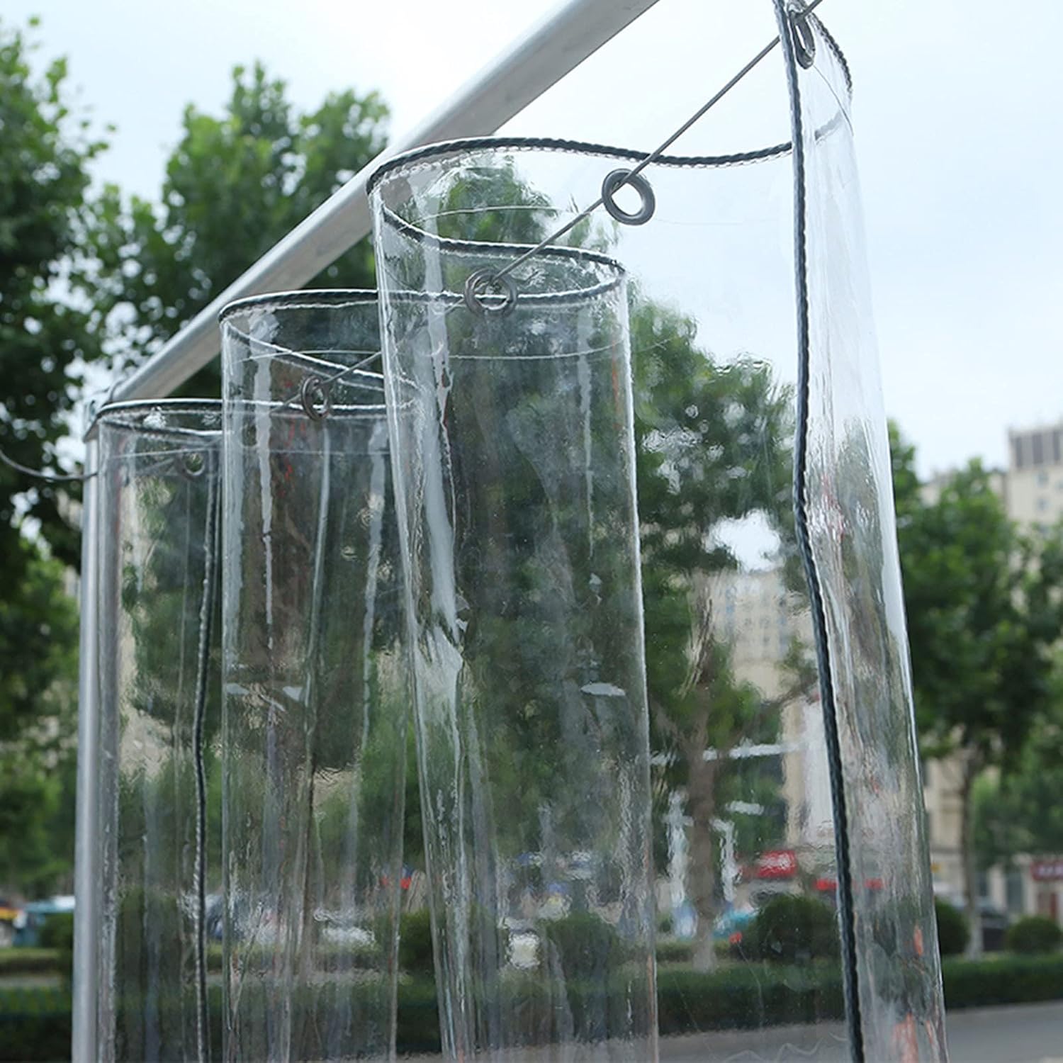 Clear Tarpaulin with Grommets,Waterproof PVC Plastic Transparent Tarp Cover,420g/m²,Patio Greenhouse Garden Pergola Protection Tarpaulin,Outdoor Curtains,Customizable,Clear-1×2.5m/3.3×8.2ft