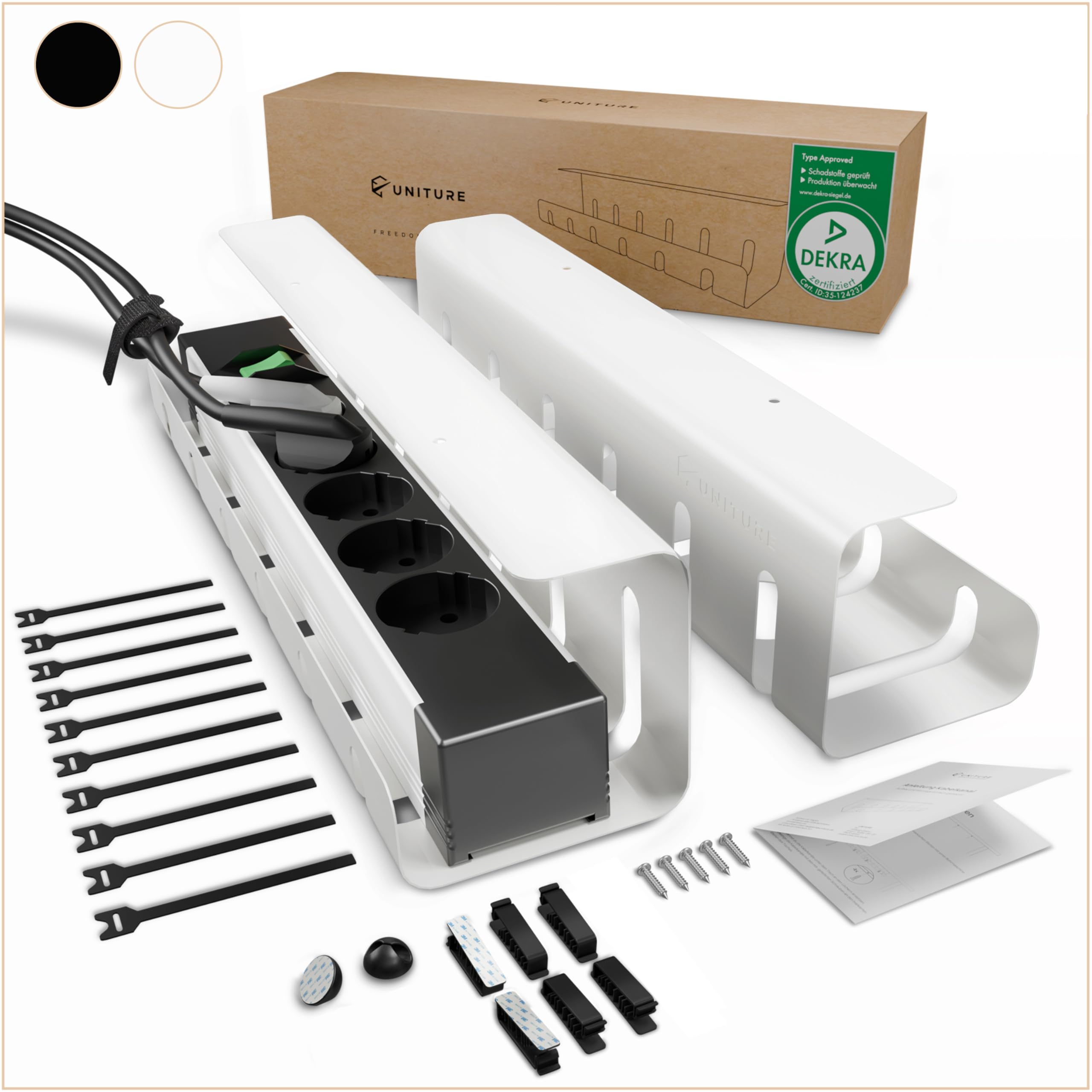 Canalina Passacavi UNITURE Set 2 Pezzi - 40 Cm Nero, Per Gestione Cavi Sotto Scrivania, Casa E Ufficio - Foto 4