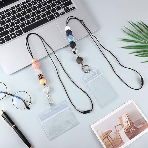 Miniatura 5 de Juego de cordón retráctil 6 en 2 para tarjetas de identificación, cordón para profesores con soporte de identificación, bonitos cordones para