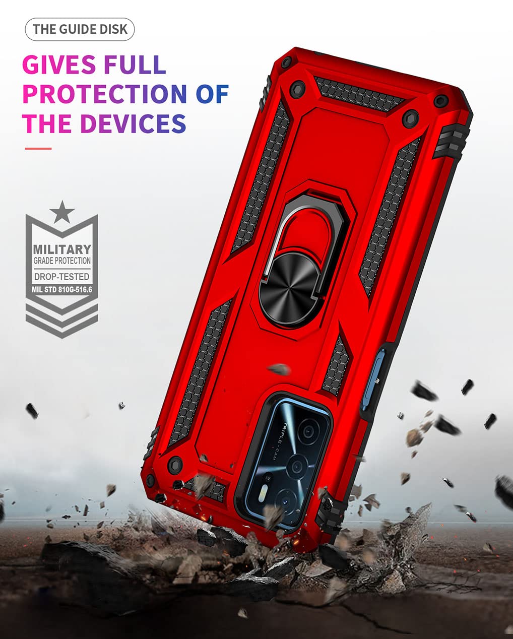 SEEKO Transparent Case For Oppo A54s / Oppo A16 / Oppo A16s, [with Integrated Screen] Soft PC Hard Case Silicone Gel Case Military Shockproof Anti-Dust Cover - Light Blue