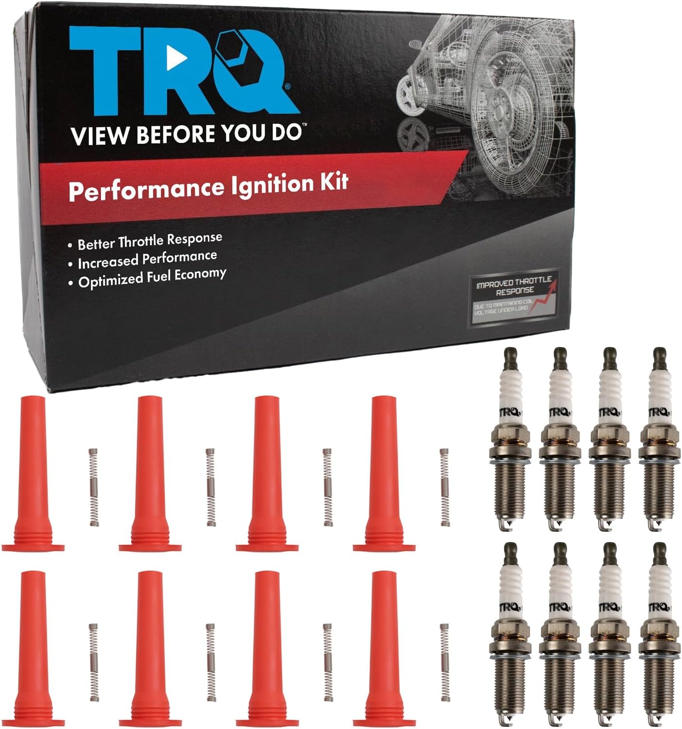 TRQ Ignition Coil and Spark Plug Kit 16 Piece Compatible with 2000-2003 Cadillac DeVille 2000-2002 Eldorado Seville 2001-2003 Oldsmobile Aurora