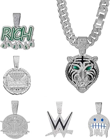 Amazon.com: BLINGFACTORY Hip Hop Iced GLO Gang Pendant & 12mm 18
