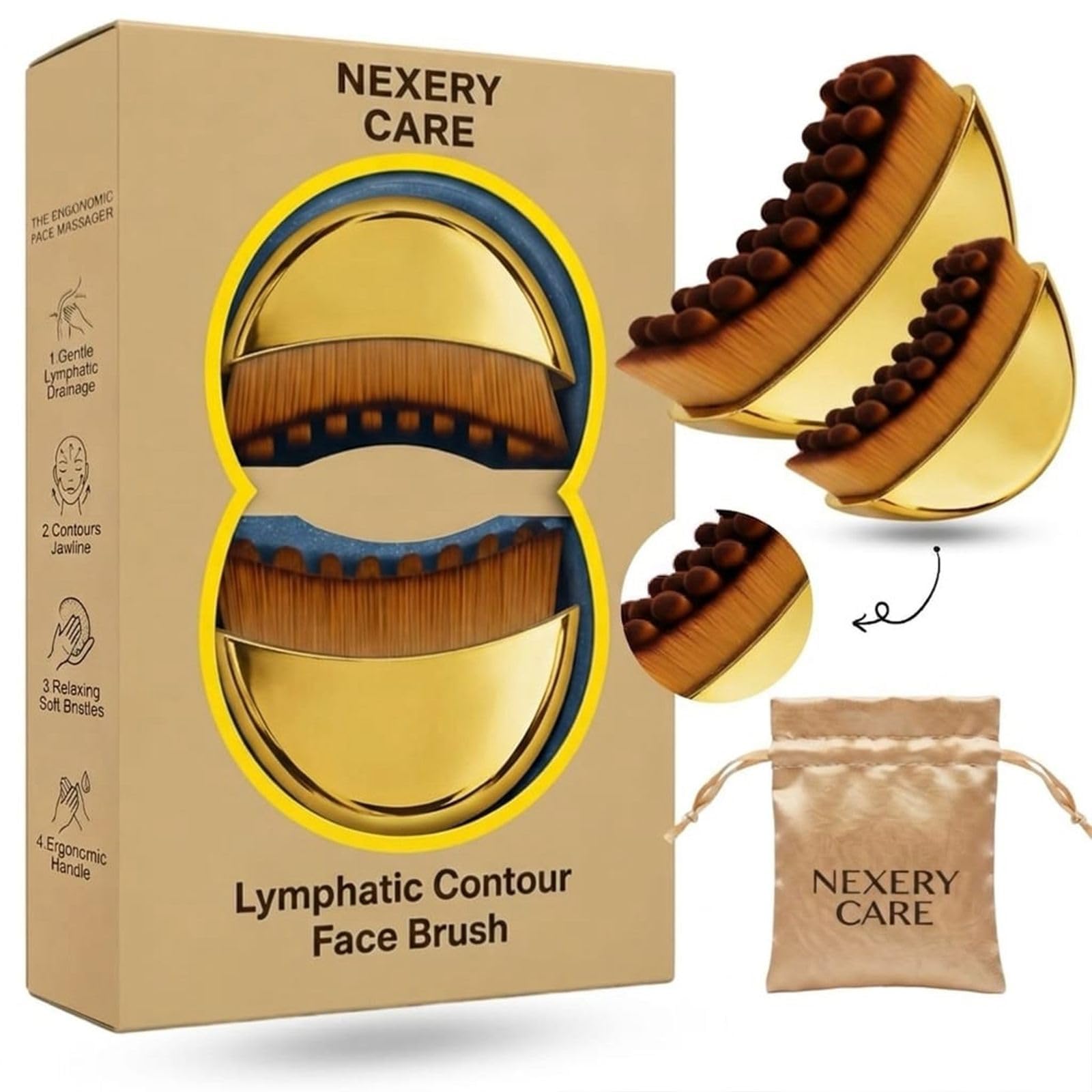 Photo 1 of Nexery Care Lymphatic Contour Face Brush - Gold