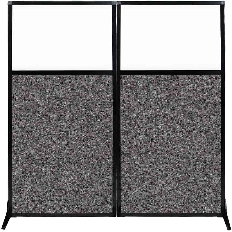 Partición de estación de trabajo Versare | Divisor de pared portátil | Cubículo de oficina moderno | Pantalla de privacidad independiente | Espacio de trabajo flexible | 66" x 70" con ventana, paneles de tela gris carbón