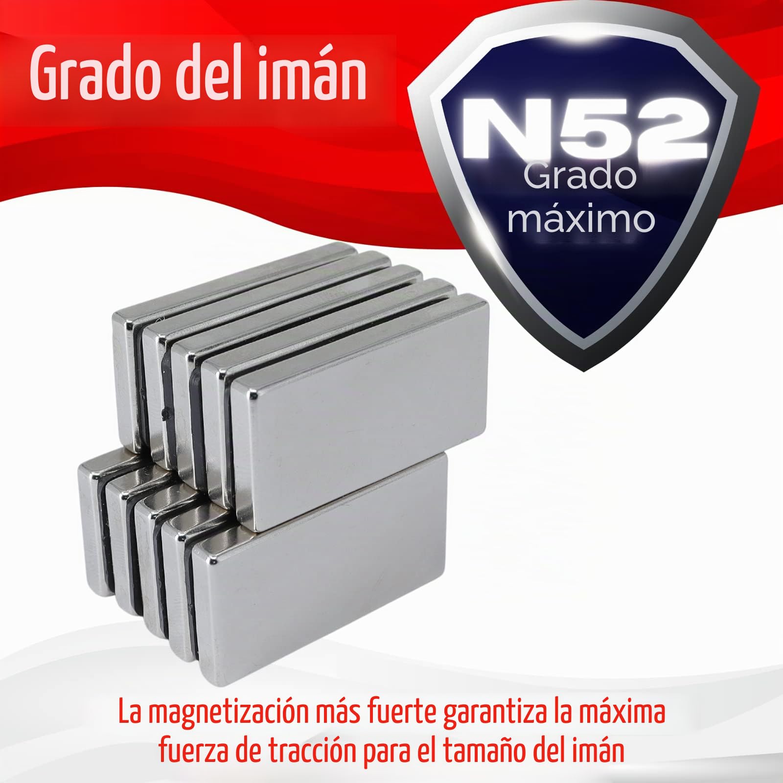 Imanes de neodimio N52, extrafuertes, 40 x 20 x 5 mm, 13 kg, imán de neodimio de 40 mm, 40 x 20 x 5 mm, imanes de neodimio superfuertes (10 unidades)