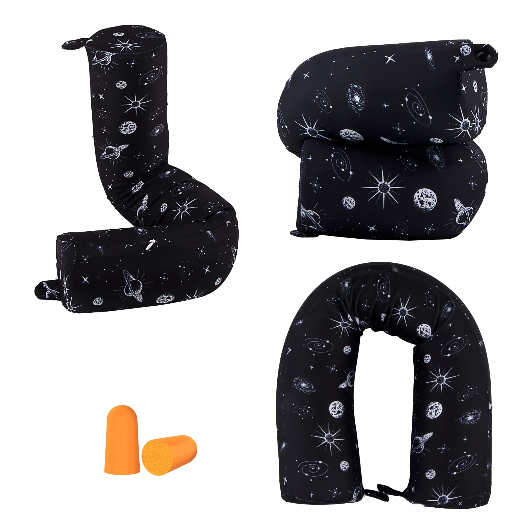 bvya Twist Memory Foam Travel Pillow for Neck, Chin, Lumbar and Leg Support-for Travling on Airplane, Train, Bus or at Home-Adjustable, Bendable Roll Pillow with Washable Elastic Polyester Cover