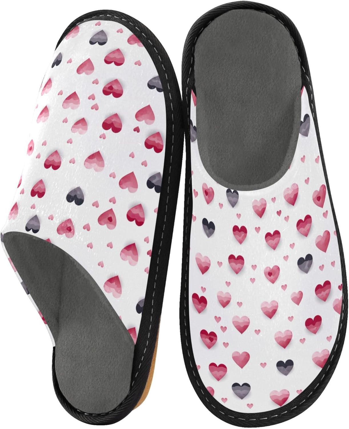 Hearts House Slippers – Cozy Fuzzy Slippers for Guests, Washable & Disposable, Perfect for Shoeless Home, Spa & Hotel Use A113007