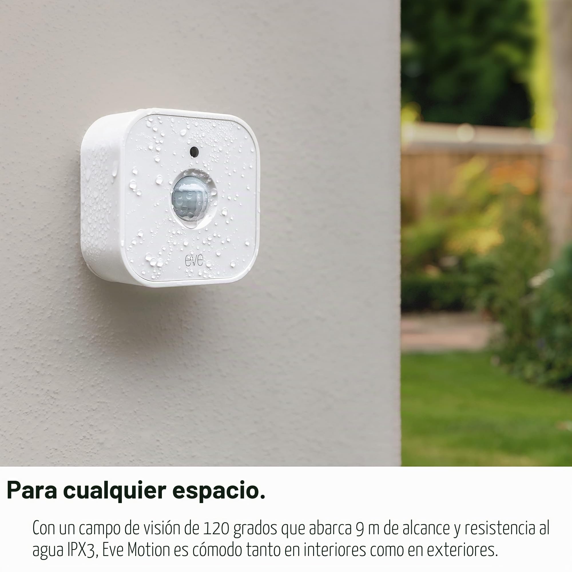 Eve Motion (Matter) - Sensor de Movimiento Inteligente con Sensor de luz, Resistencia al Agua IPX3, activación automática de Luces y Dispositivos, Rosca