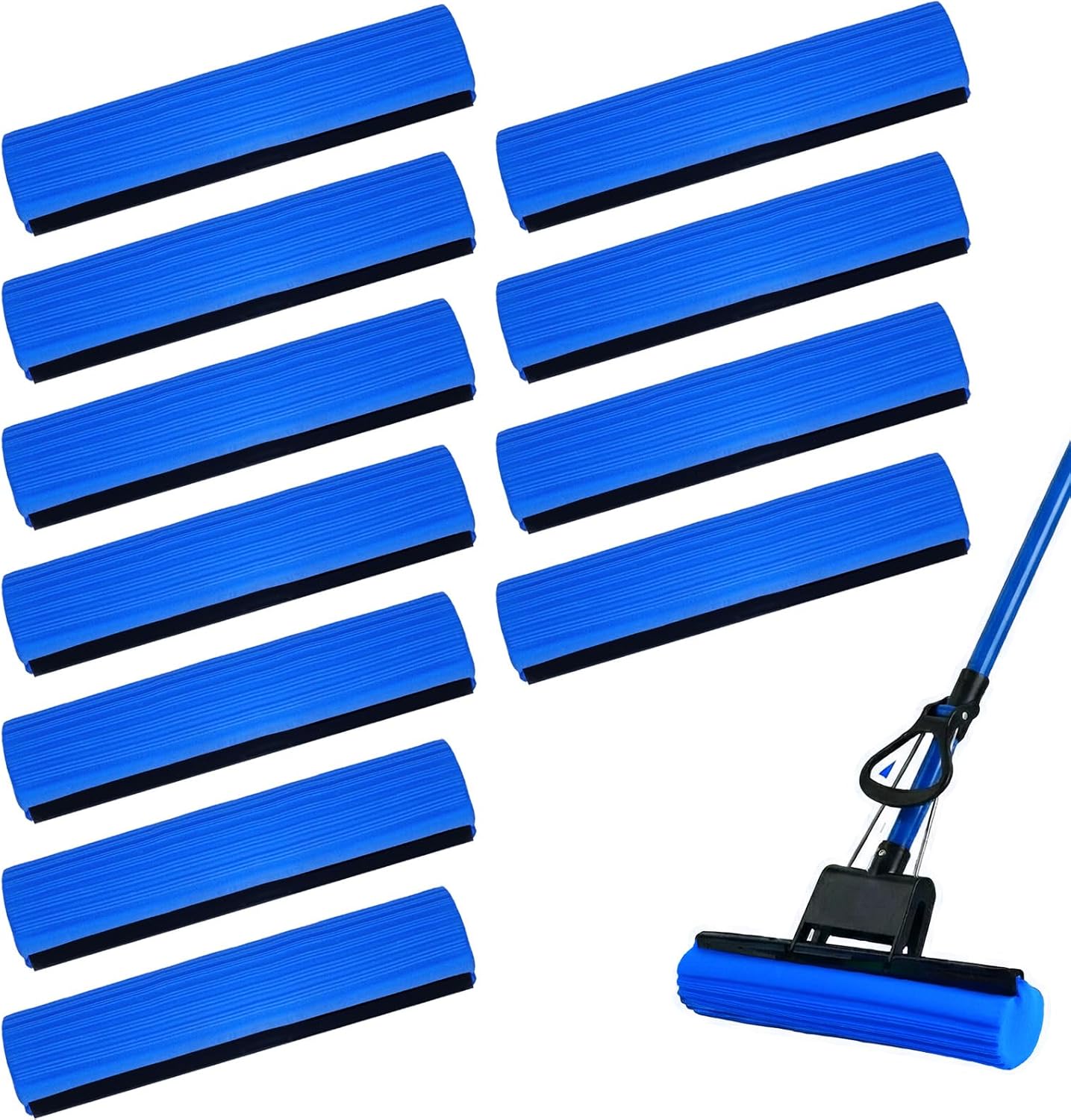 12 Pcs Roller Mop Refill Blue PVA Sponge Mop Head Replacement Bulk Absorbent for Business Garage Home Kitchen Bathroom Cleaning