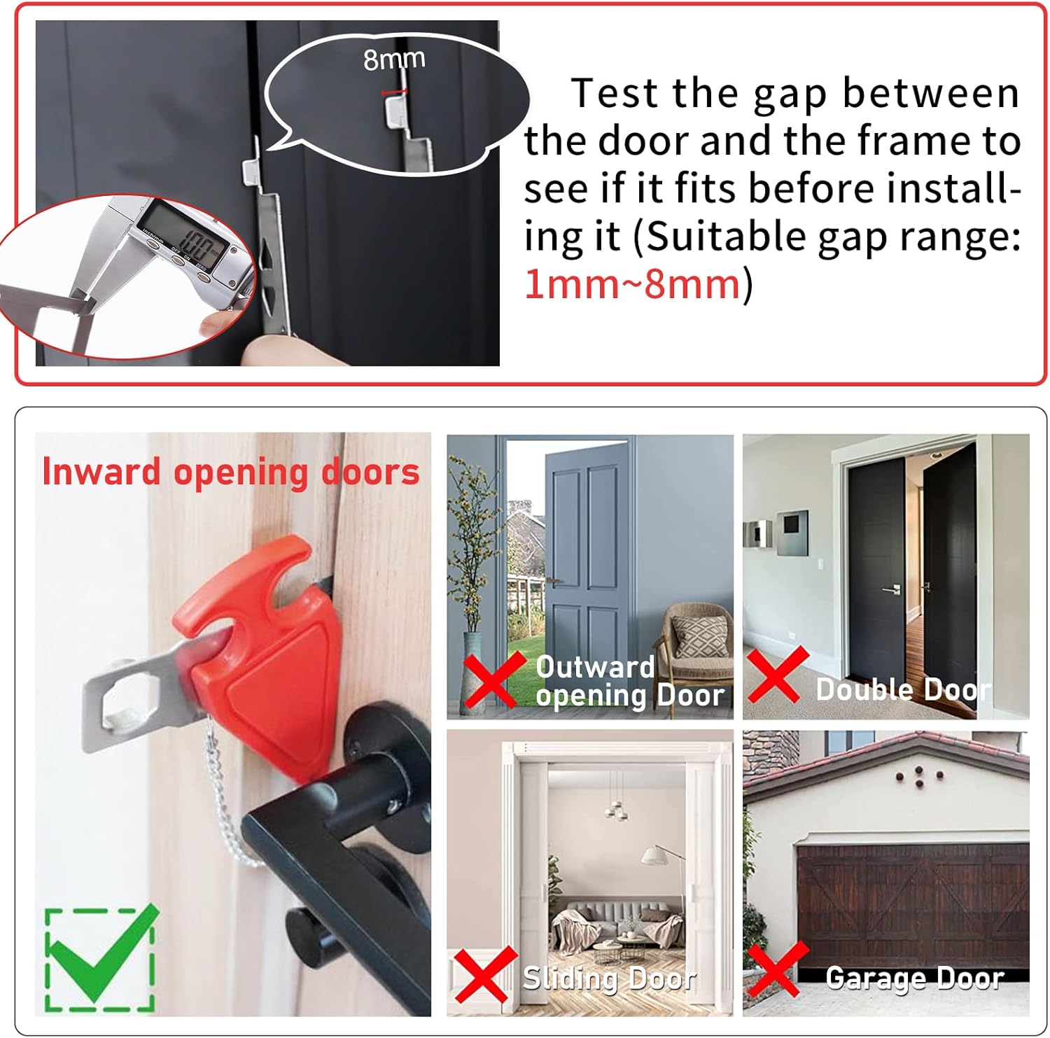 Buy Portable Door Lock Defender Security Door Lock, Universal LShaped Door Lock for Additional