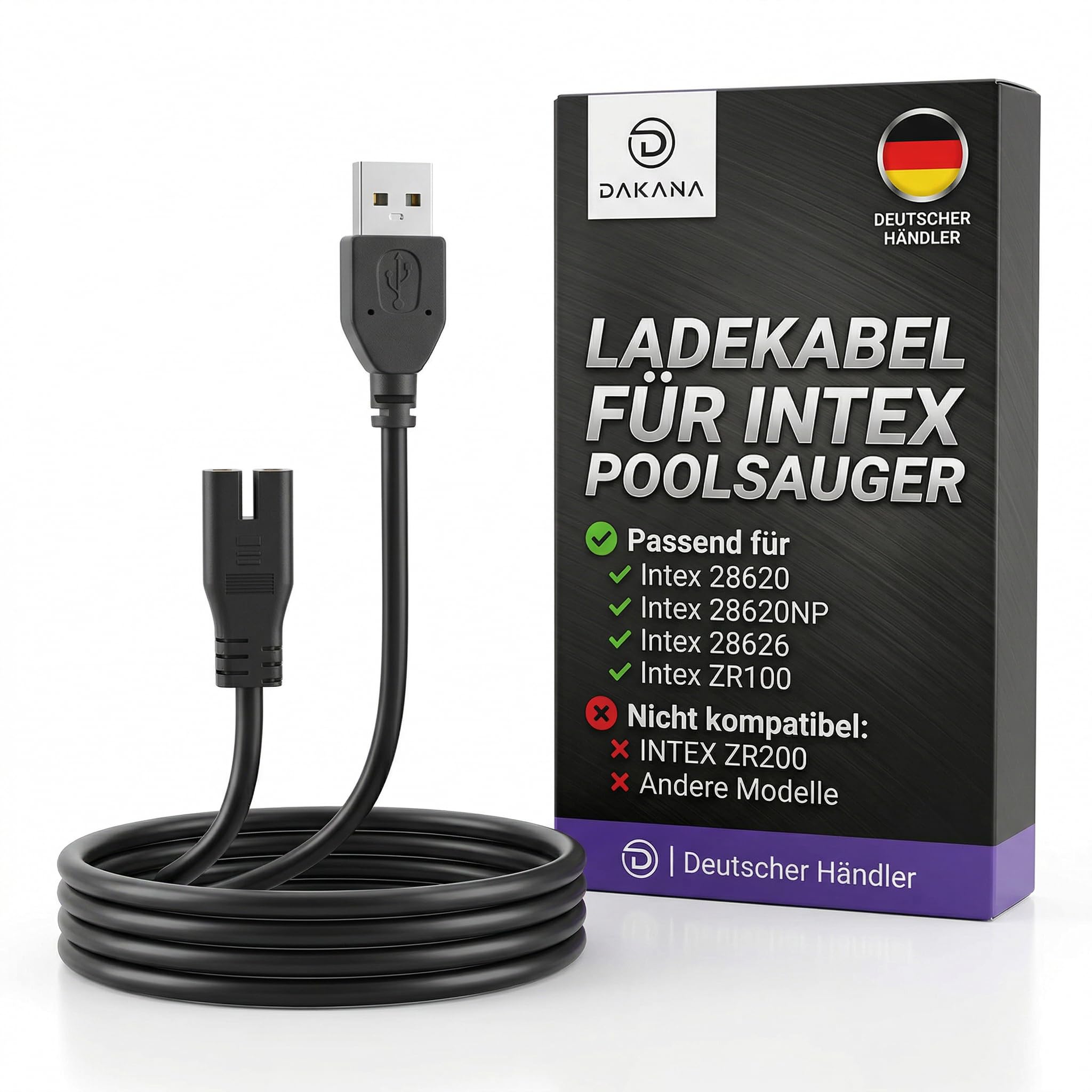 Cable de carga Intex 28620/28620NP/28626 ZR100 USB 12V batería aspirador piscina cargador compatible ZR100 adaptador