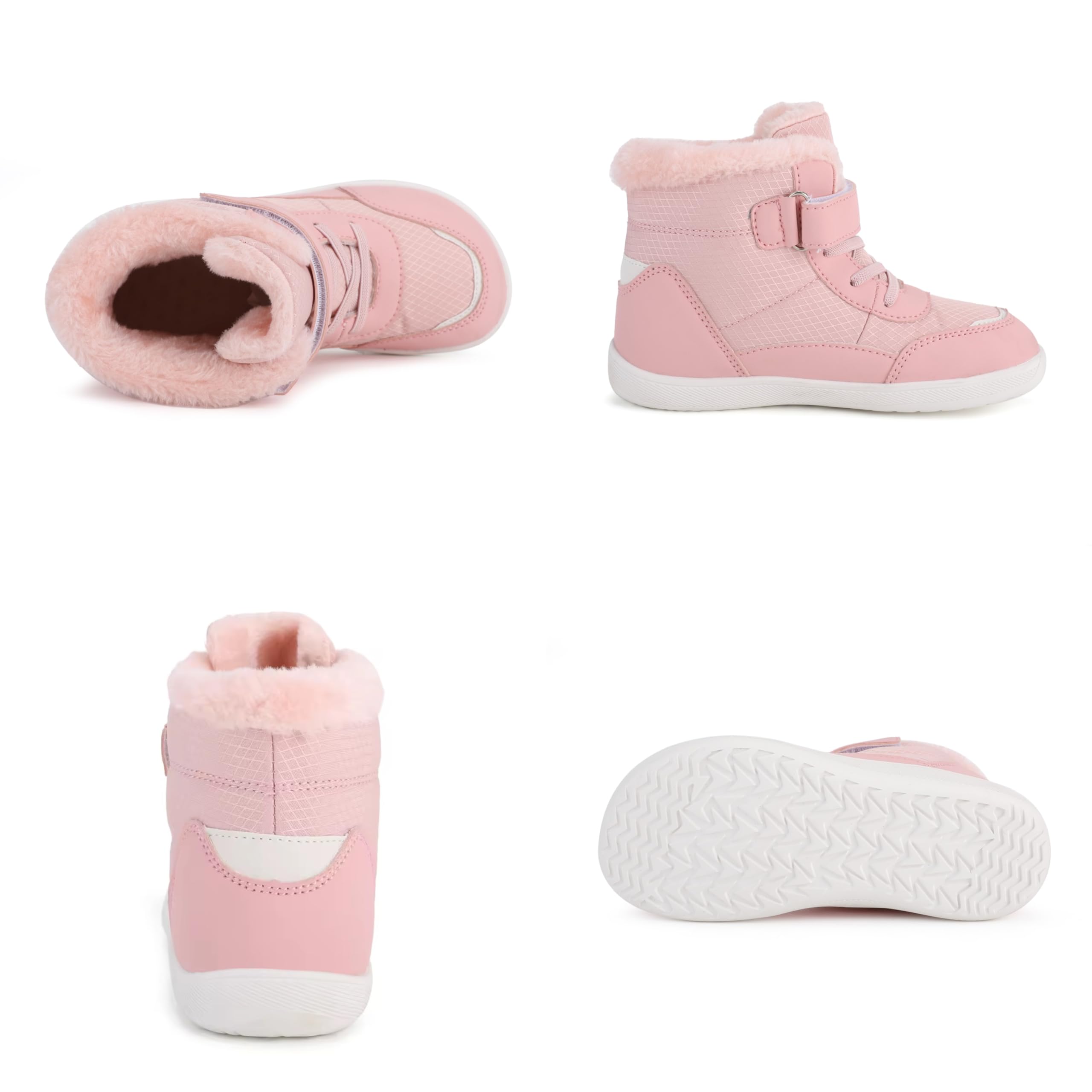 Stivali da Neve Ragazzi Ragazze Scarpe Invernali per Bambini Leggero, Antiscivolo e Caldo Barefoot Scarpe, Rosa, 30