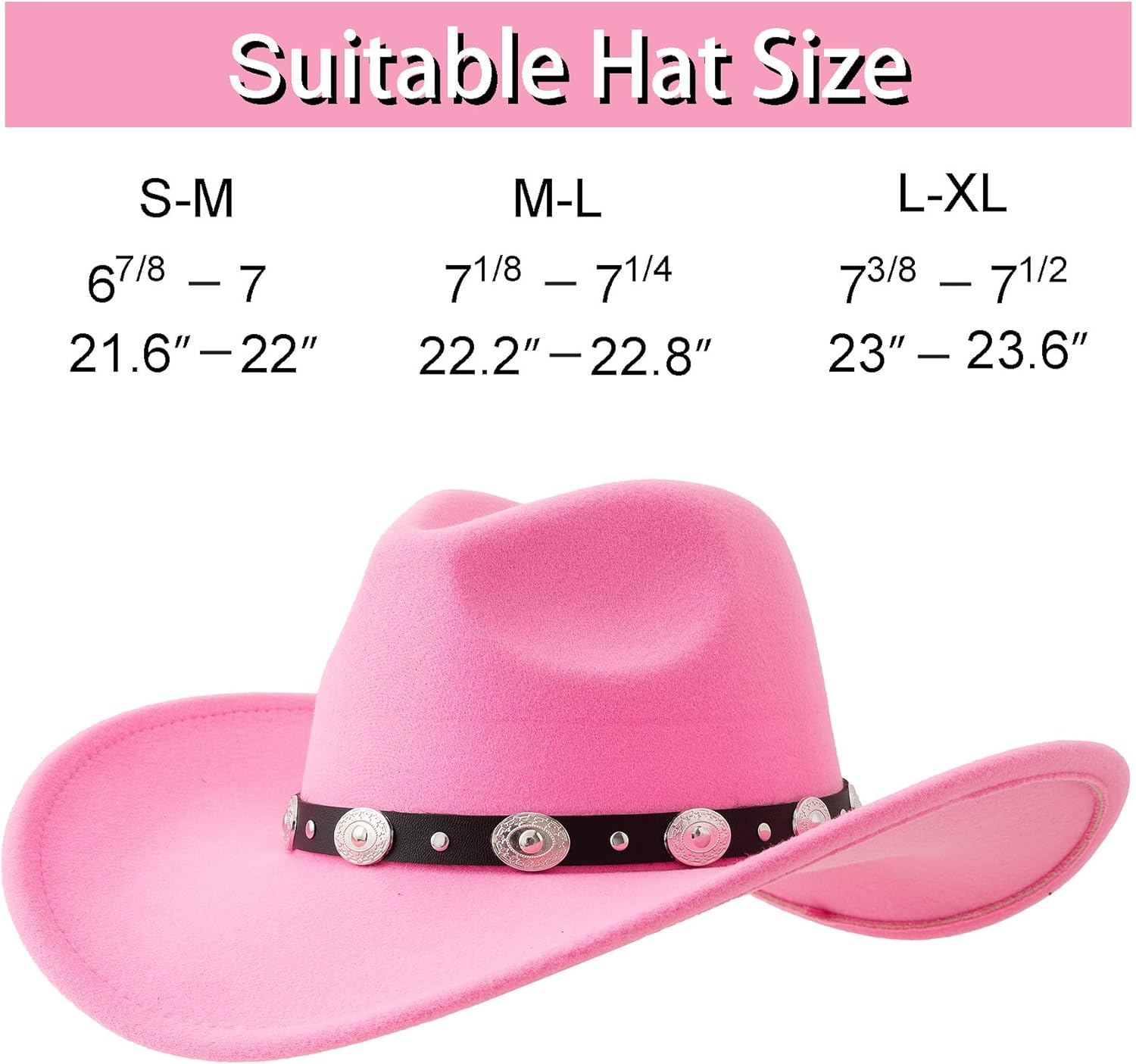 Lanzom Women Men Felt Wide Brim Western Cowboy Hats Belt Buckle Panama Hat - Image 2