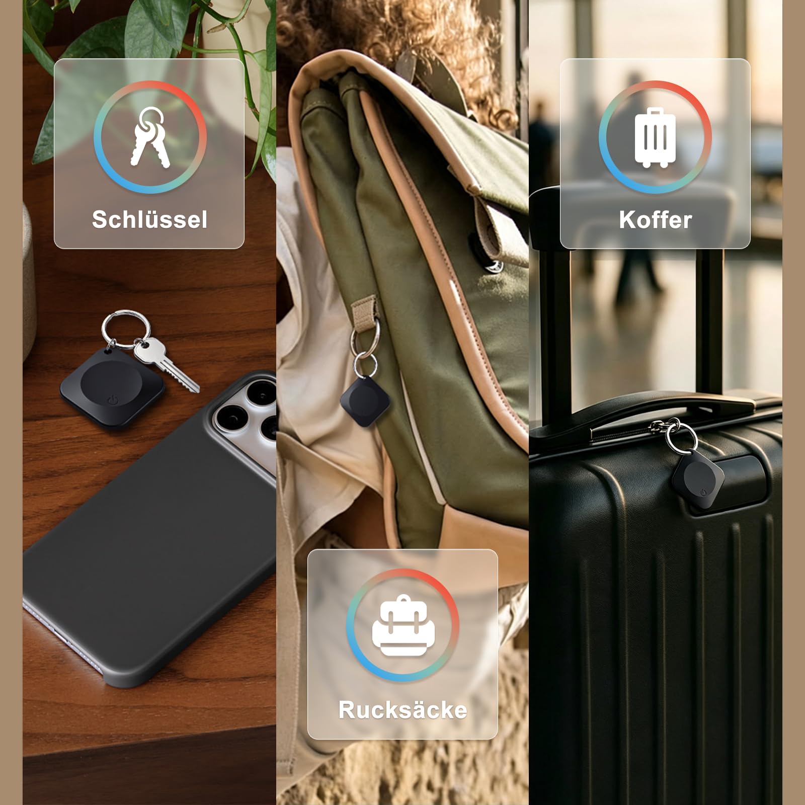 Air Tracker Tag 4er Pack,Schlüssel Finder Kompatibel Compatible Avec Apple Find My (iOS NUR) IP68 Wasserdicht,Bluetooth Key Finder für Gepäck/Taschen/Brieftasche