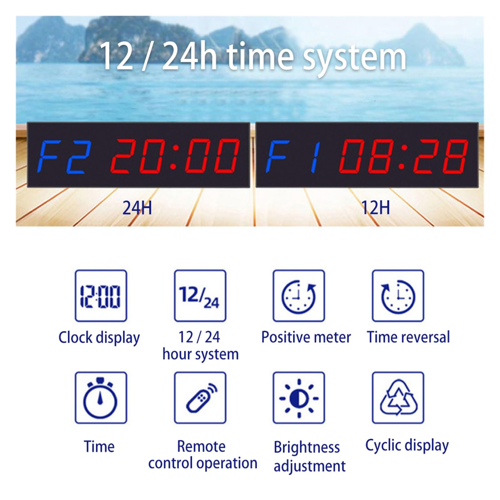 Zegar odliczający, Timer interwałowy LED Fitness Regulowana jasność Odliczanie Przenośny stoper do ćwiczeń Zegar montowany na ścianie na blacie