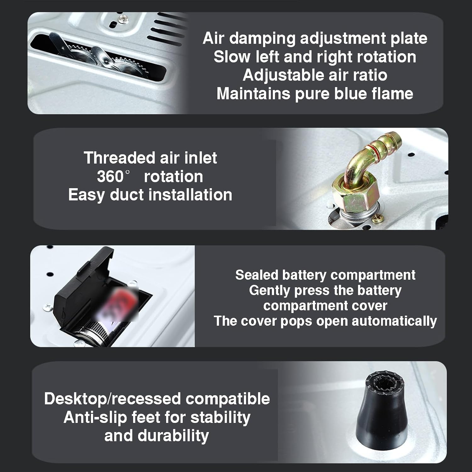 Single-burner Gas Stove,5.2kw 9-cavity High-heat Frying Pan,Household LPG/Natural Countertop,with Tempered Glass Cast and Flame Failure Protection,for Home Outdoor(LPG)