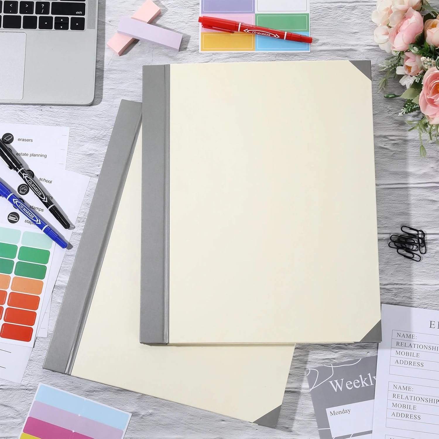 2 Pack Document Organizer with Labels Pockets Important Document Organizer Life Emergency Missing Binder Folder for Office (Khaki)