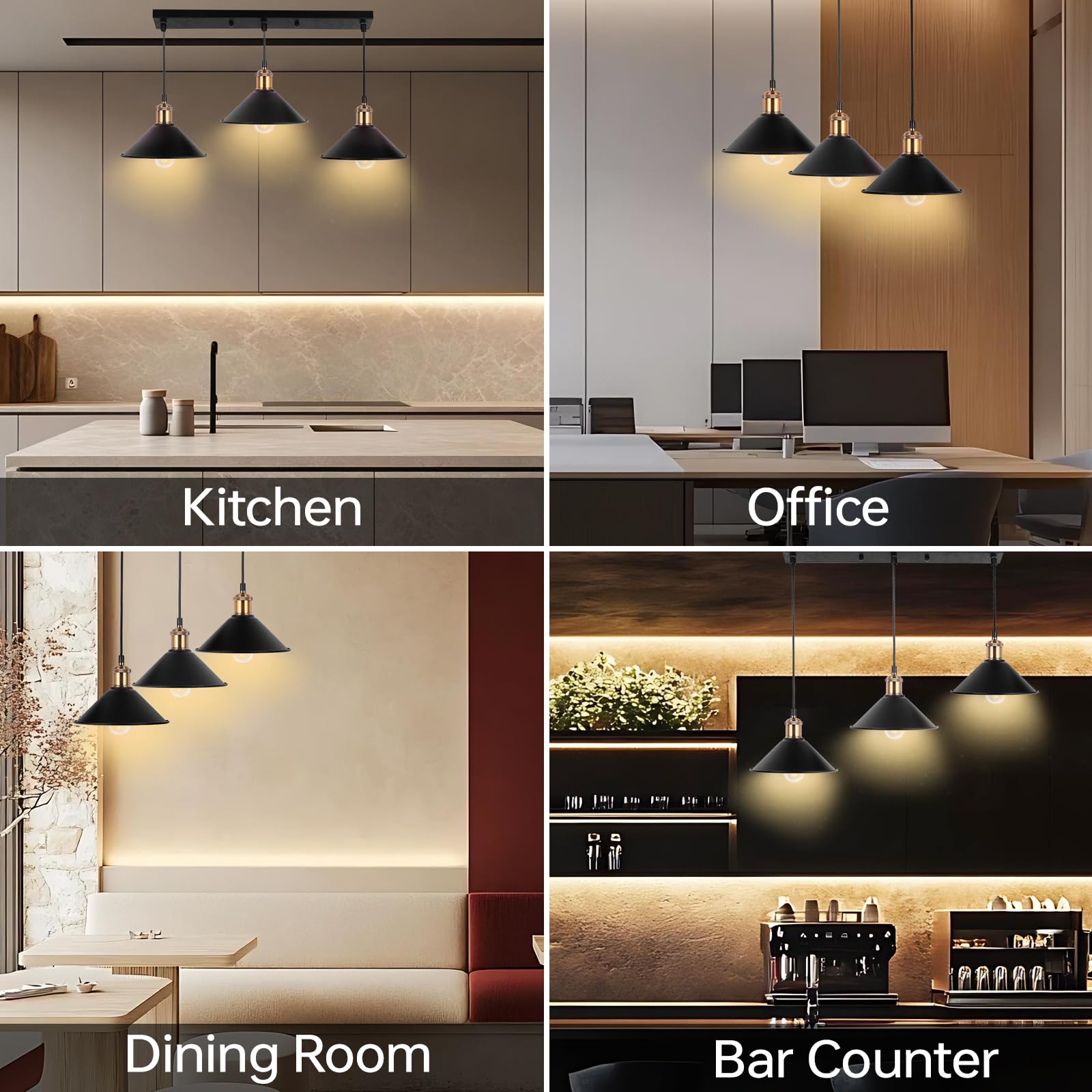 FIRVRE Lustre Suspension Vintage, Lustre Cuisine Industriel avec 3 Ampoules LED& Télécommande, Température de Couleur et Luminosité Réglables-Pour Cuisine Île Salle À Manger Café