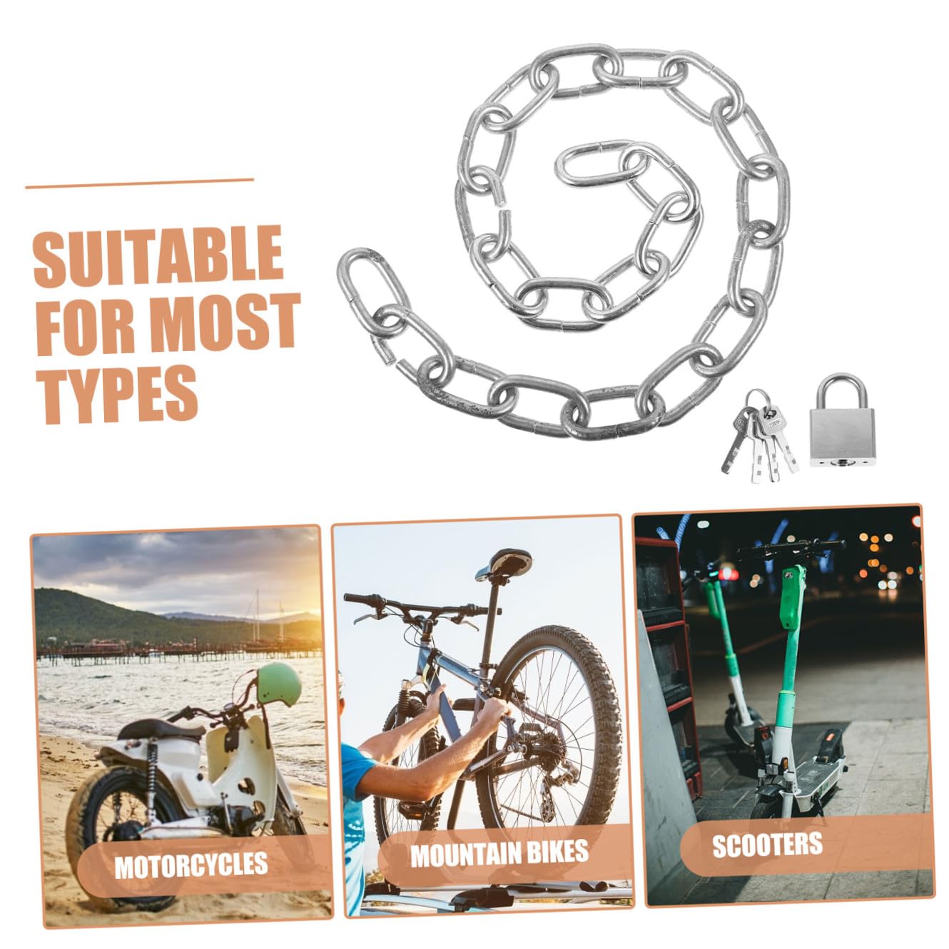 Toyvian Cerradura De Cadena Antirrobo Para Bicicleta Robusta y Portátil Para Seguridad Viajes y Almacenamiento Casa