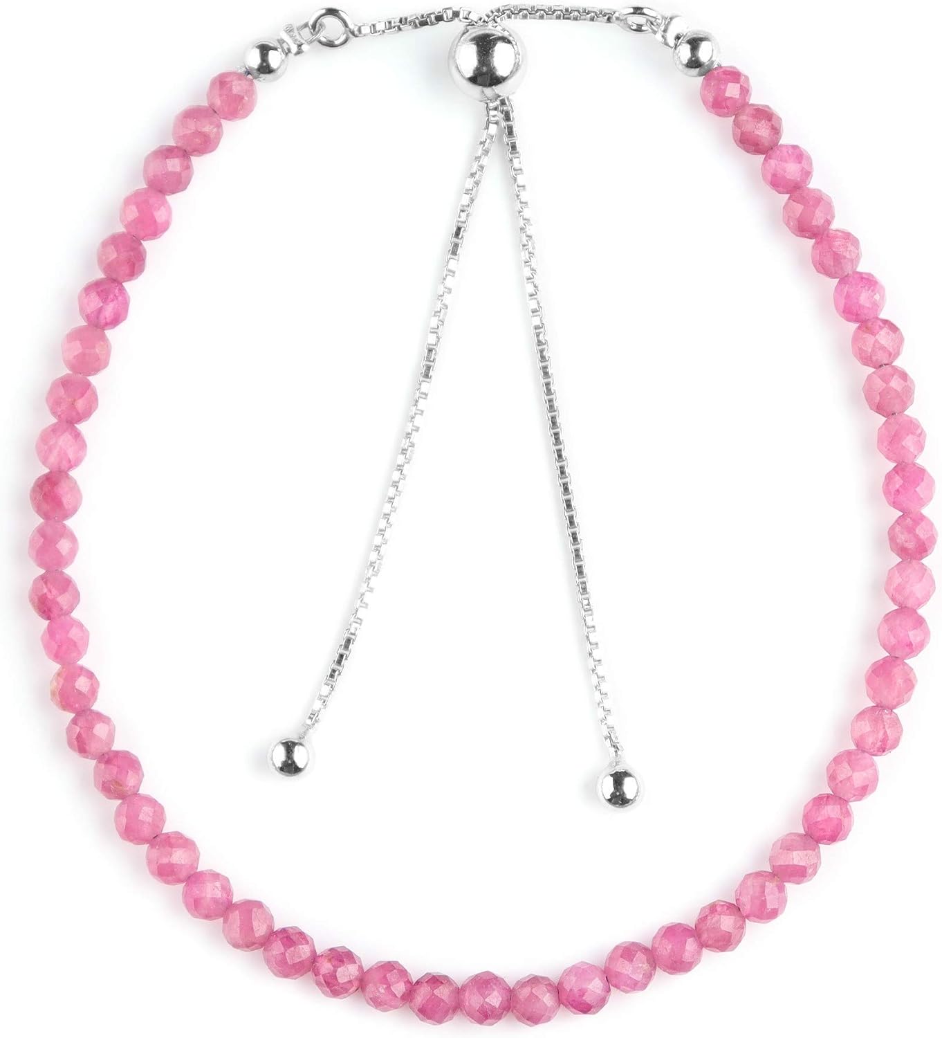 OdrillionGems Gemstones Bolo Bracelet 925 Sterling Silver Faceted Rounds Beads Handmade Minimalist Jewelry Healing Crystals Adjustable Slider Wedding Women Gifts - Image 2