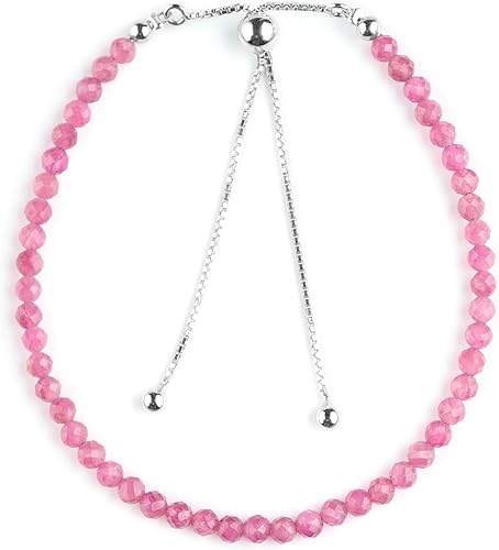 Miniatura 28 de OdrillionGems Pulsera de bolo de plata de ley 925 con cuentas redondas facetadas, hecha a mano, minimalista, cristales curativos, deslizante