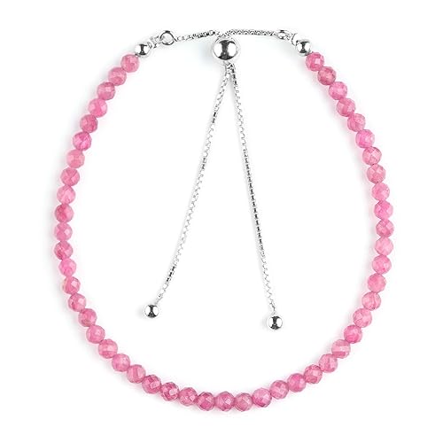 Miniatura 2 de OdrillionGems Natural Pink Tourmaline Gemstones Bolo Bracelet, Micro-Faceted Beads, Healing Crystals, 925 Sterling Sliver, Handmade, Birthstone,