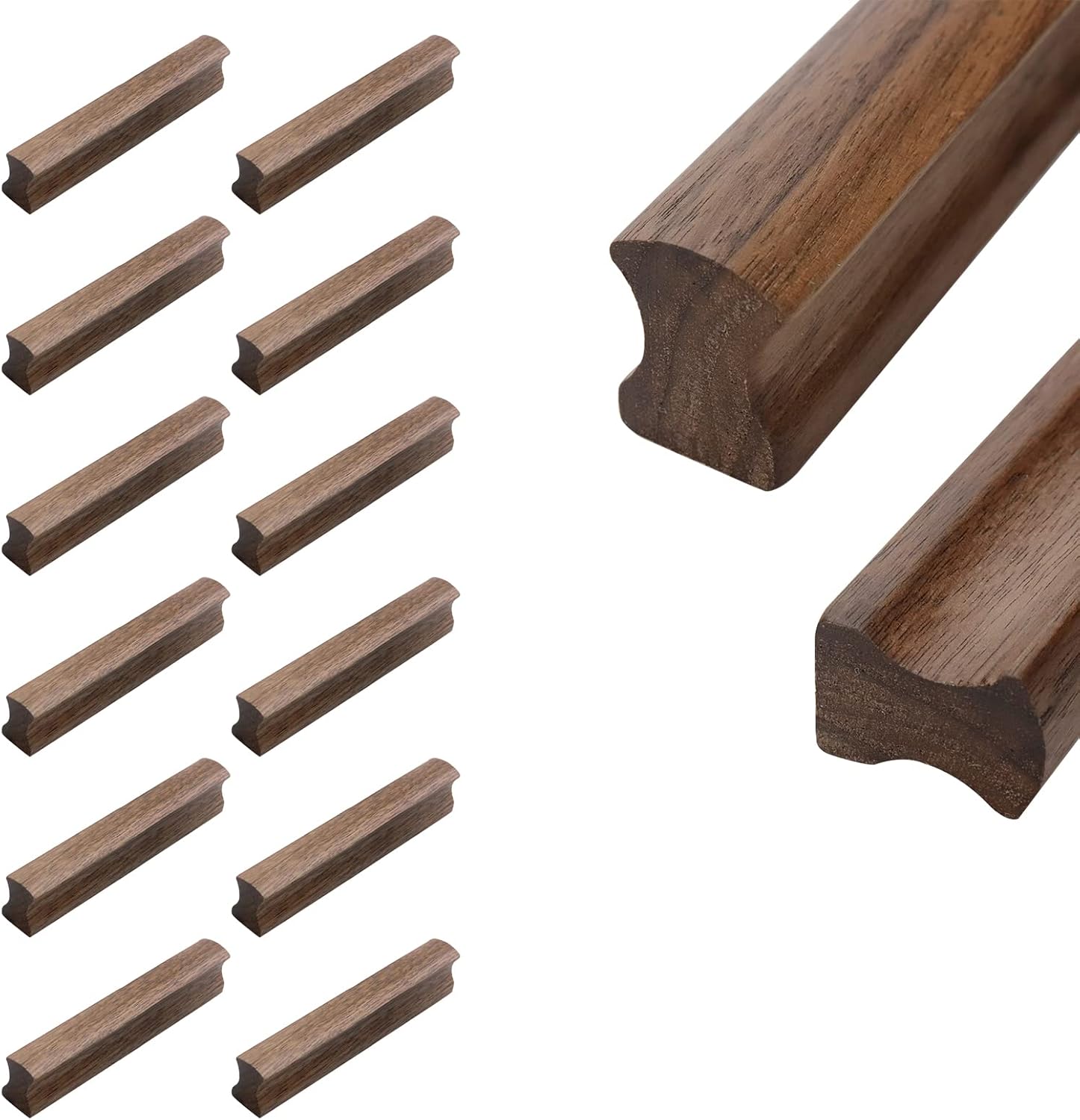 12Pcs Drawer 5.12"/130mm Solid Pulls Walnut Kitchen Wardrobe Cabinet Hardware Pull Handle with Screws(Hole Distance 3.78"/96mm)