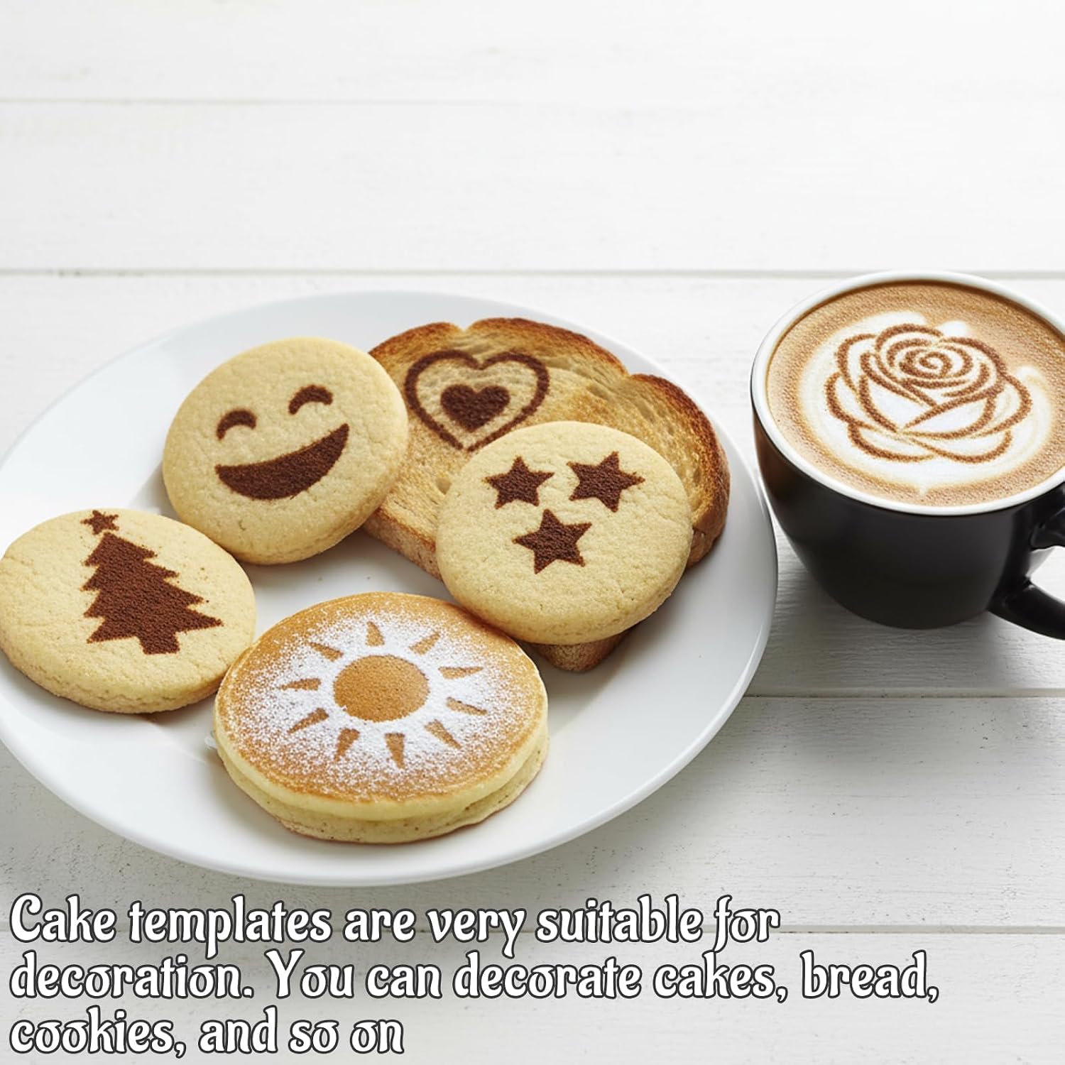 72-Piece Set for Latte Art,Coffee Stencils,Reusable Coffee Stencils with Various Designs, Durable Material for Baristas and Home Use, Easy to Clean and Store