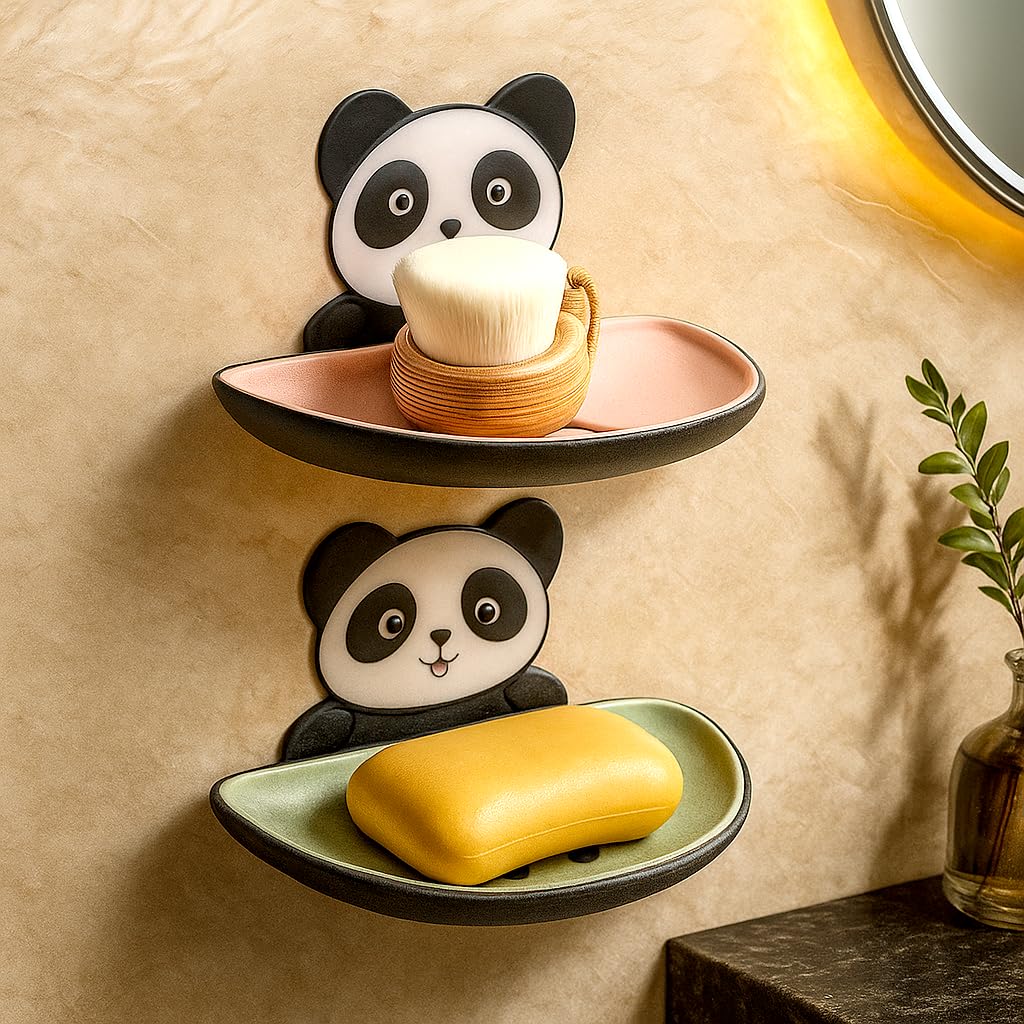 Unity Brand Panda Soap Box 2 Pack Soap Holder for Bathroom, Soap Dish, Soap Stand for Bathroom, Soap Holder for Wall, Soap Case for Kitchen, Bathroom Accessories, Kitchen Items, Plastic (UB_Holder_A)-image-40