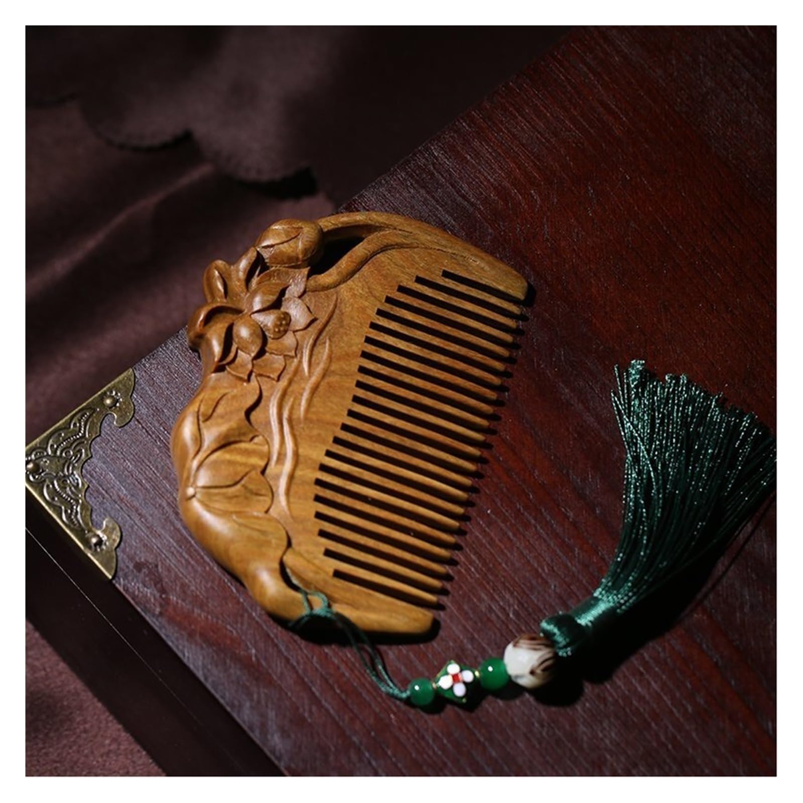 Peine Peine rizador de madera maciza, peine Retro chino, herramienta de aseo for barba for hombres, peine for cabello húmedo for baño Plancha de pelo