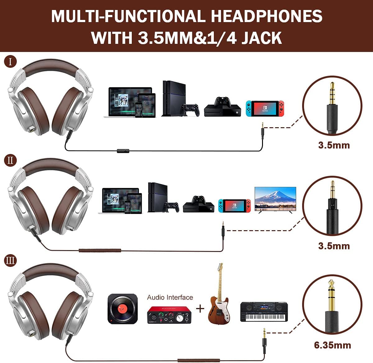 Hоlіdау Dеаlѕ 🛒 OneOdio A71 Wired Over Ear Headphones, Studio Headphones with SharePort, Professional Adapter-Free Monitor Recording & Mixing Headphones with Stereo Sound for Electric Drum Piano Guitar Amp (Silver)