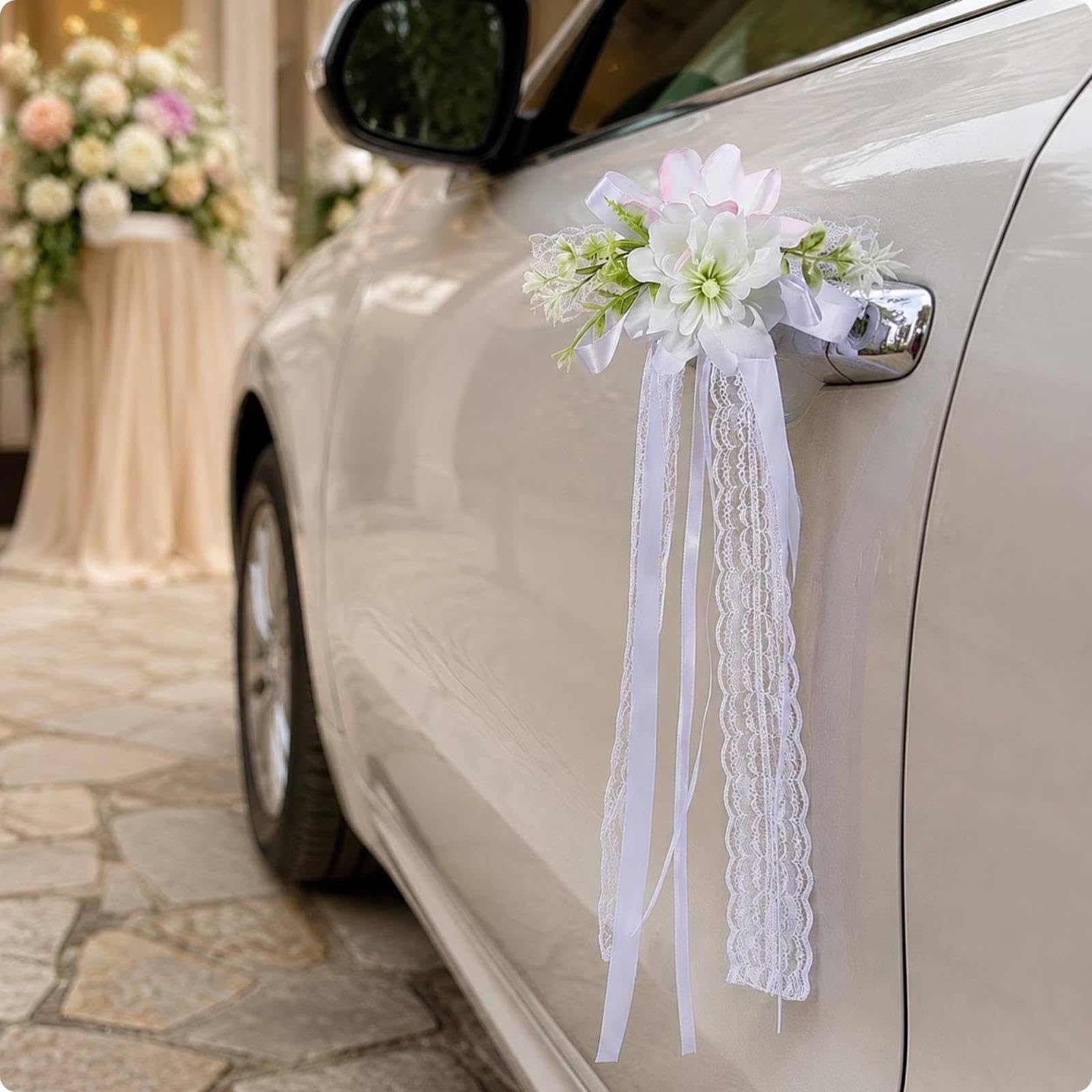 Wedding Car Bouquet Kit Easy Install Wedding Car Flowers Elegant Look Mirror Mirror Bouquet for Brides, Ceremony-image-38