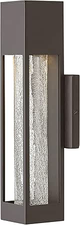 Hinkley Vapor Single Light Small Outdoor Wall Mount Lantern, Aluminum, Crackle Glass, 6.5W GU10 LED Bulb Included, ADA Compliant, Bronze Finish