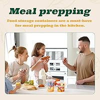 Vista 7 de Glotoch - Juego de 48 recipientes de plástico de almacenamiento de alimentos y bebidas de 16 onzas (2 tazas) con tapas, aptos para microondas