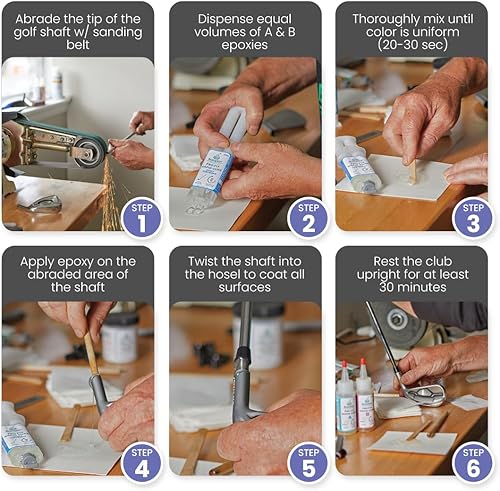 Miniatura 4 de Brampton PRO-FIX - Epoxi de golf de curado rápido, reparación de palos de golf individual, reparación de palos de golf de 10 minutos, epoxi de golf