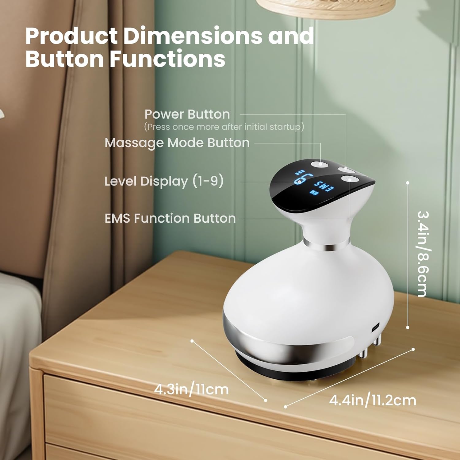 Electric 2-in-1 Body Massager for Relaxation, Smooth Edge Glide Massage & Comfort Suction with Heat, for Legs, Arms & Abdomen, Home Wellness Tool, White