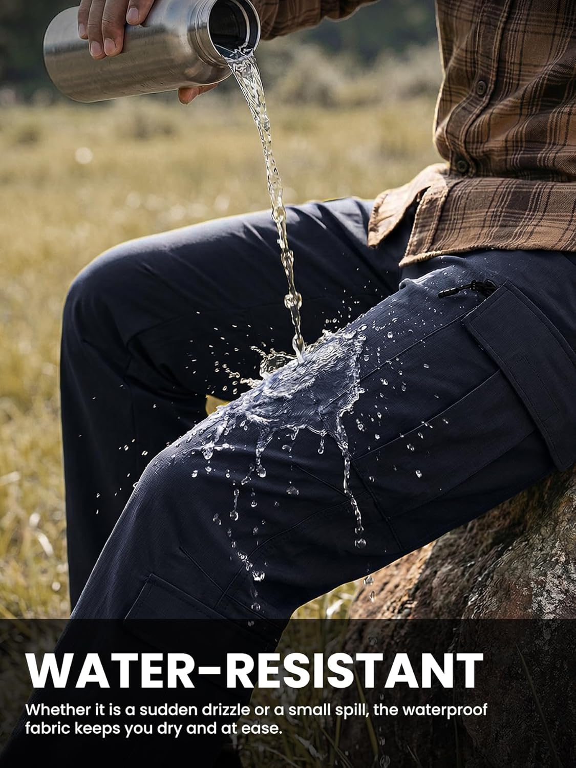 Men's Tactical Cargo Pants Ripstop Stretch Waterproof 7 Pockets Lightweight Breathable for Work Construction Hiking - Image 3