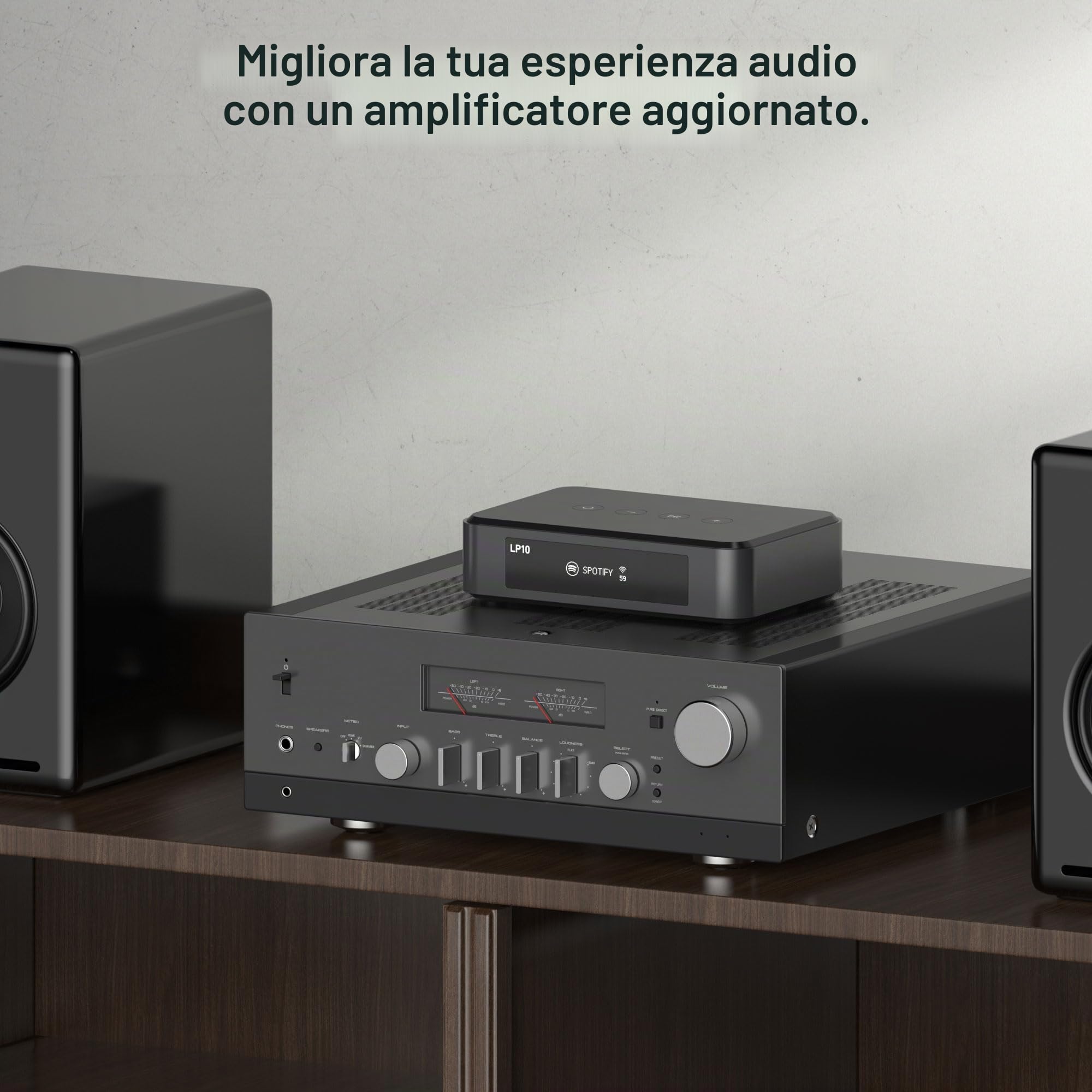 Arylic LP10 - Streaming musicale wireless, supporta AirPlay 2, Spotify e Tidal - Offre molteplici opzioni di streaming, compatibile con Chromecast, WiFi e Bluetooth - Preamplificatore con App
