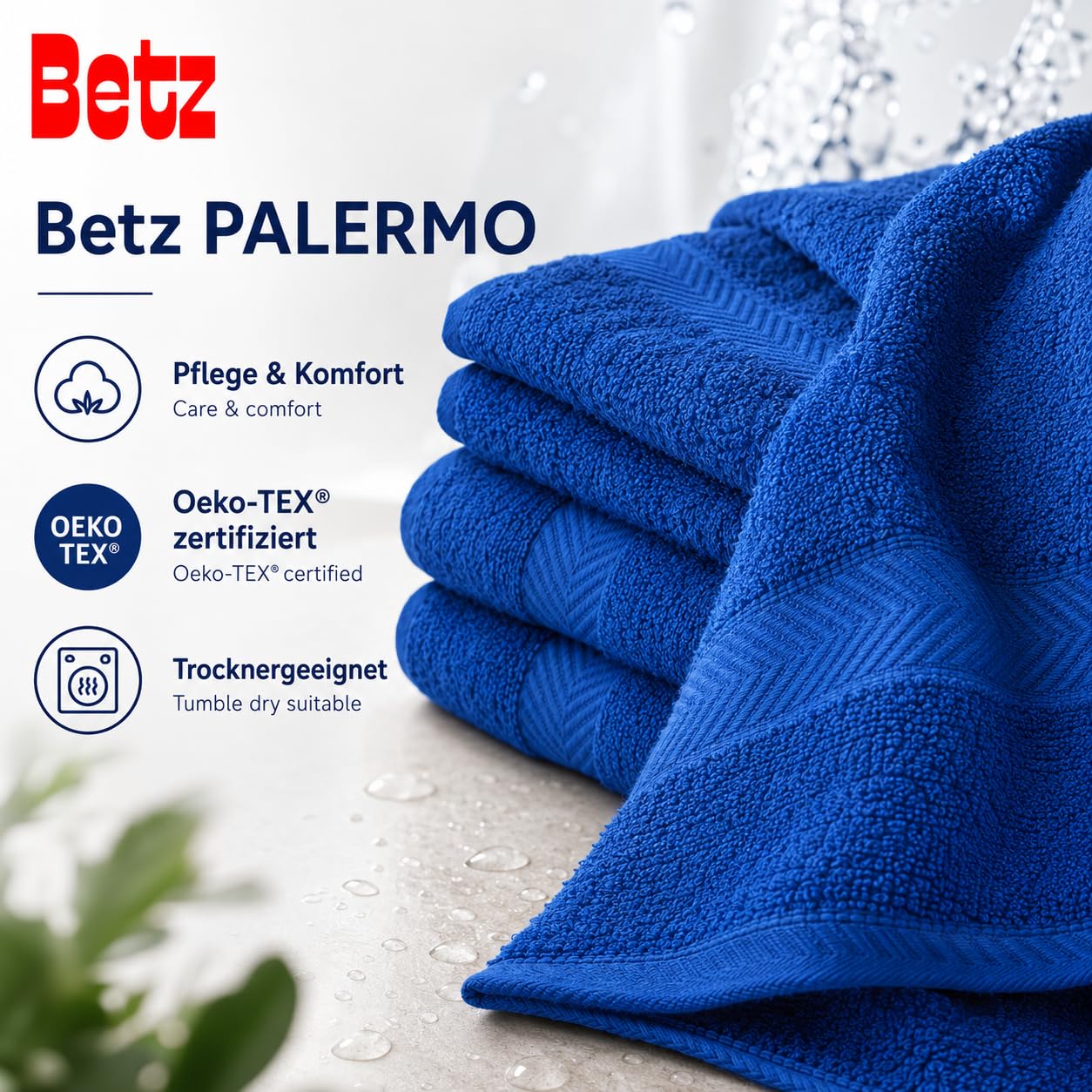 Betz Set da 12 asciugamani PALERMO 100% cotone 2 asciugamani da doccia 4 asciugamani 2 asciugamani per gli ospiti 2 lavette 2 guanti da bagno Colore blu