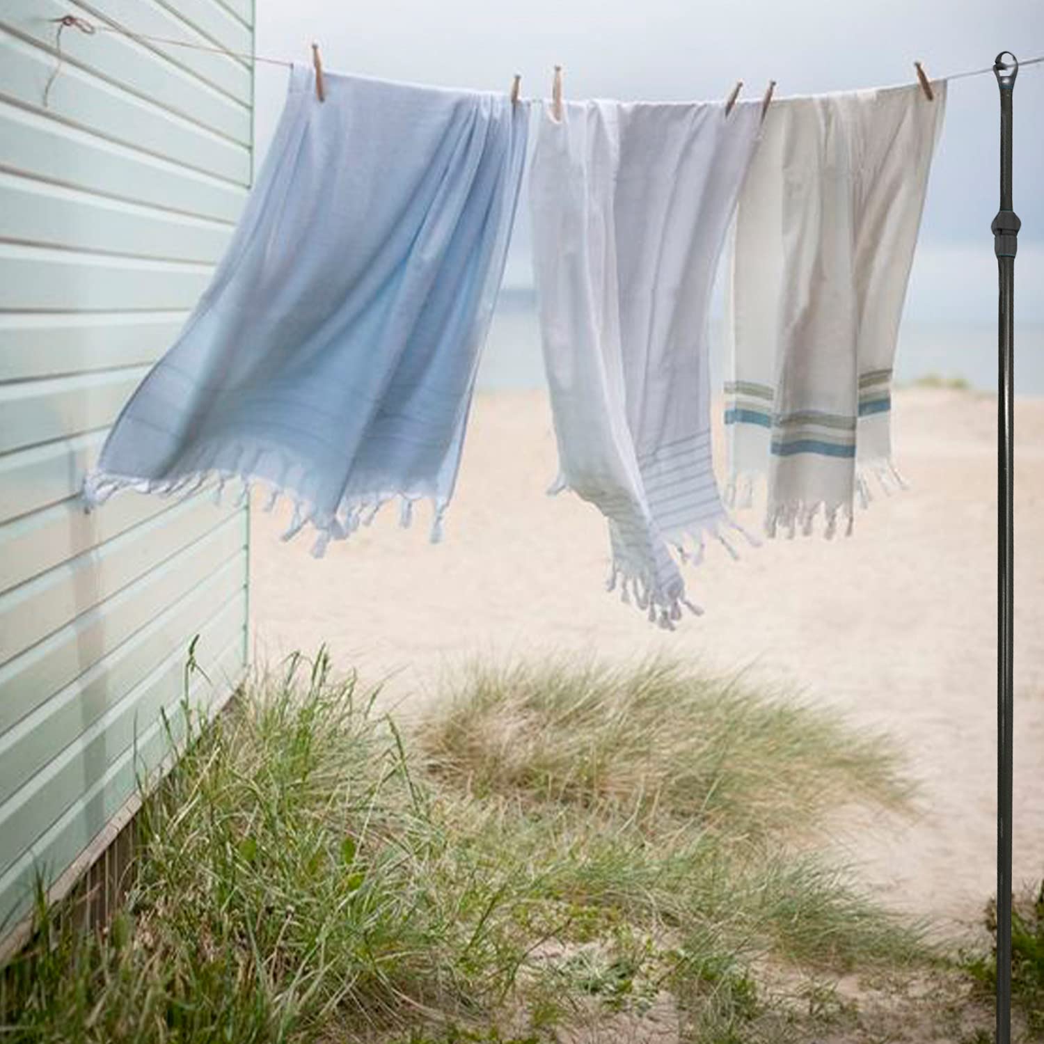 FB FunkyBuys 2 x 2.4M Telescopic Clothes Line Prop Heavy Duty Line Prop