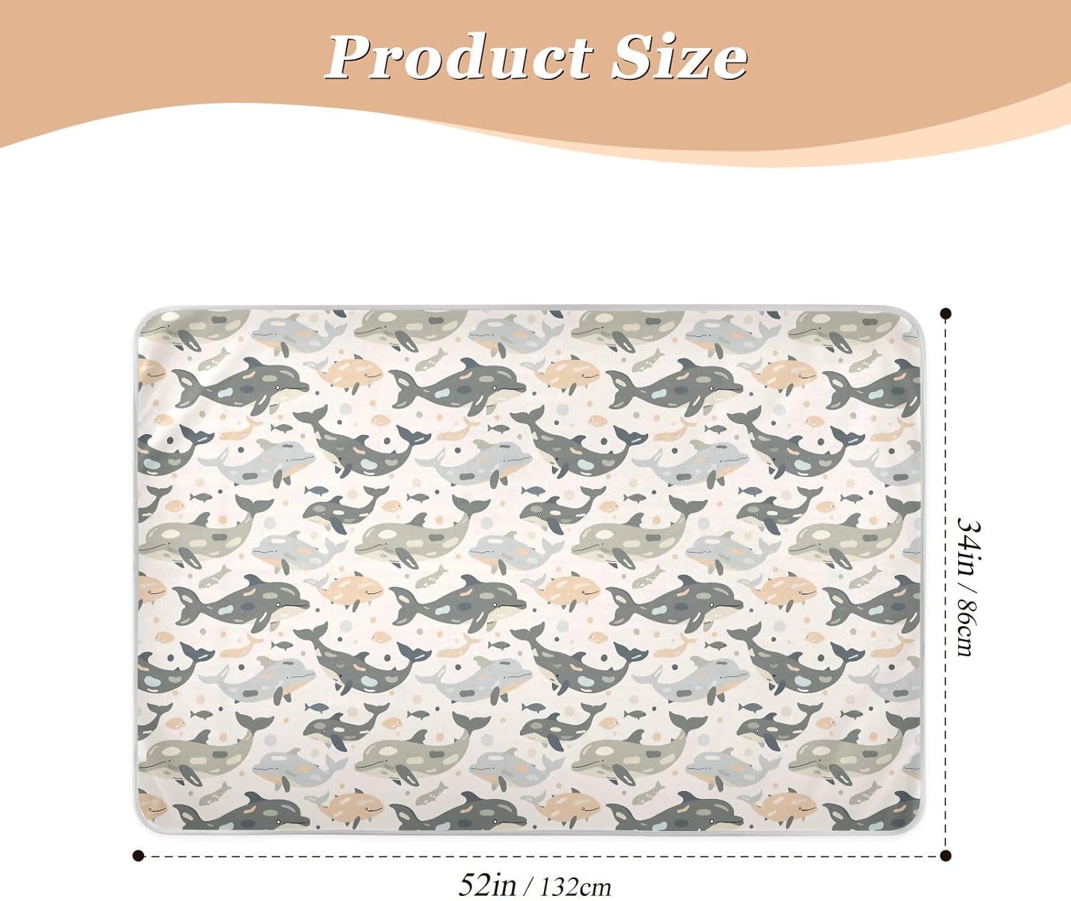 Soft Colors Camouflage Whale Extra Large Resuable Training Pee Pads for Kids Soft Absorbent Potty Training Pads Slip-Resistant Bed Liners for Kids Adults Pets , 52" L x 34" W